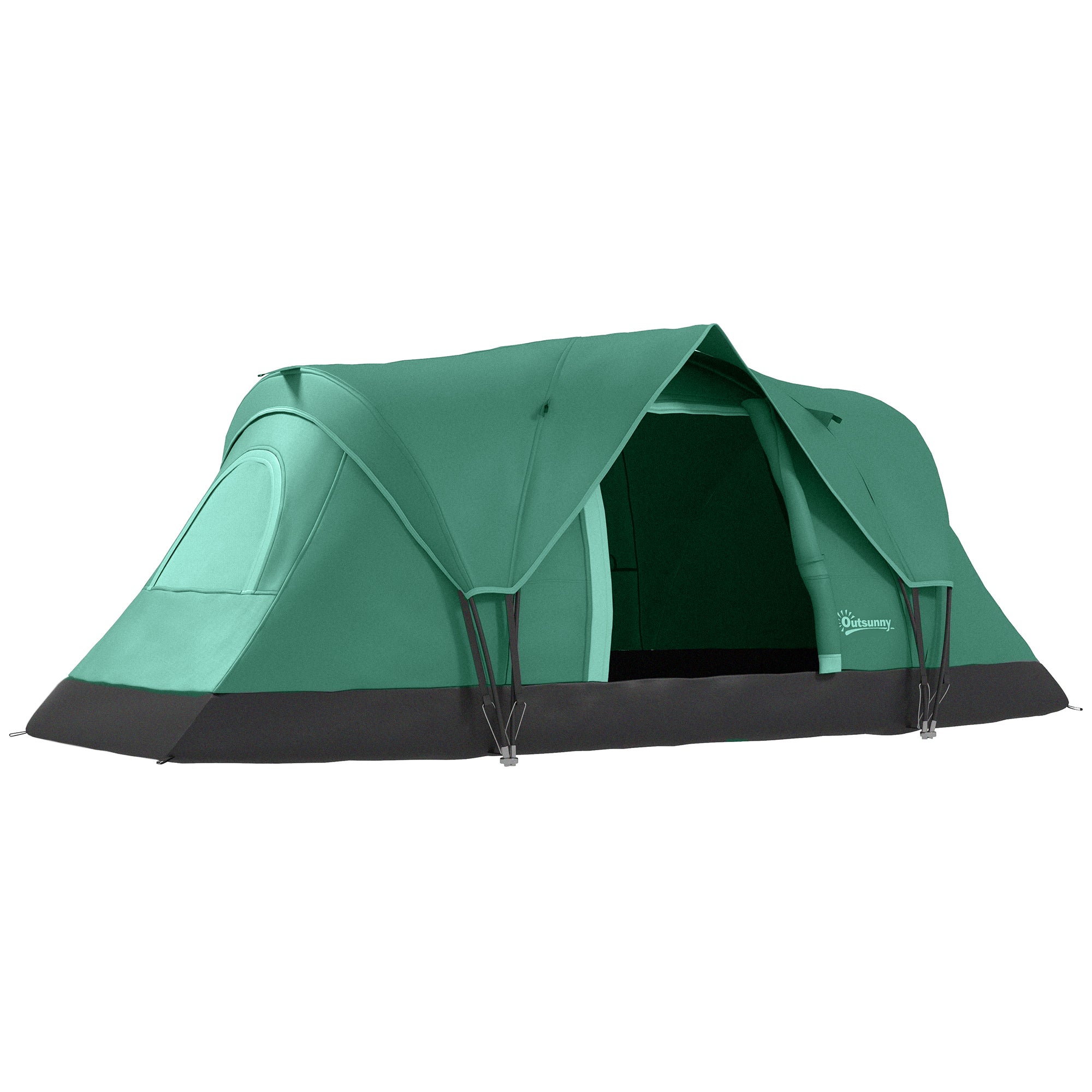 Outsunny 5-6 Man Dome Camping Tent Hiking Shelter UV Protection 3000mm Water Resistant Tunnel Tent - Dark Green