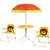 Outsunny Lion Themed Kids Outdoor Picnic Table & Chair Set, with Foldable Chairs, Adjustable Parasol, Yellow