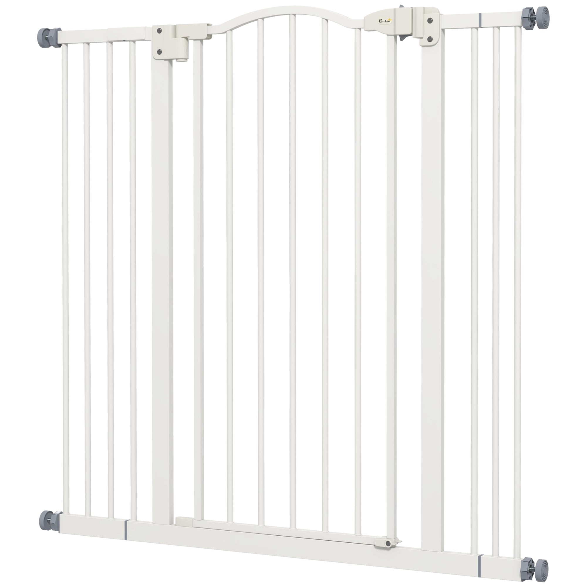 PawHut Metal Pet Safety Gate Dog Gate Folding Fence, White