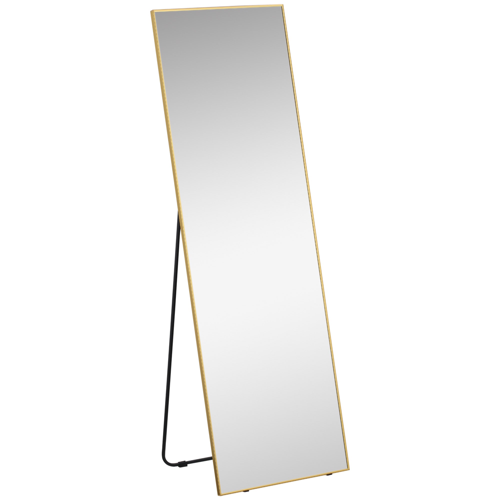 HOMCOM Full-Length Dressing Mirror, Wall-Mounted or Freestanding, Rectangle with Gold Frame, 160 x 50 cm for Bedrooms and Living Rooms, Gold