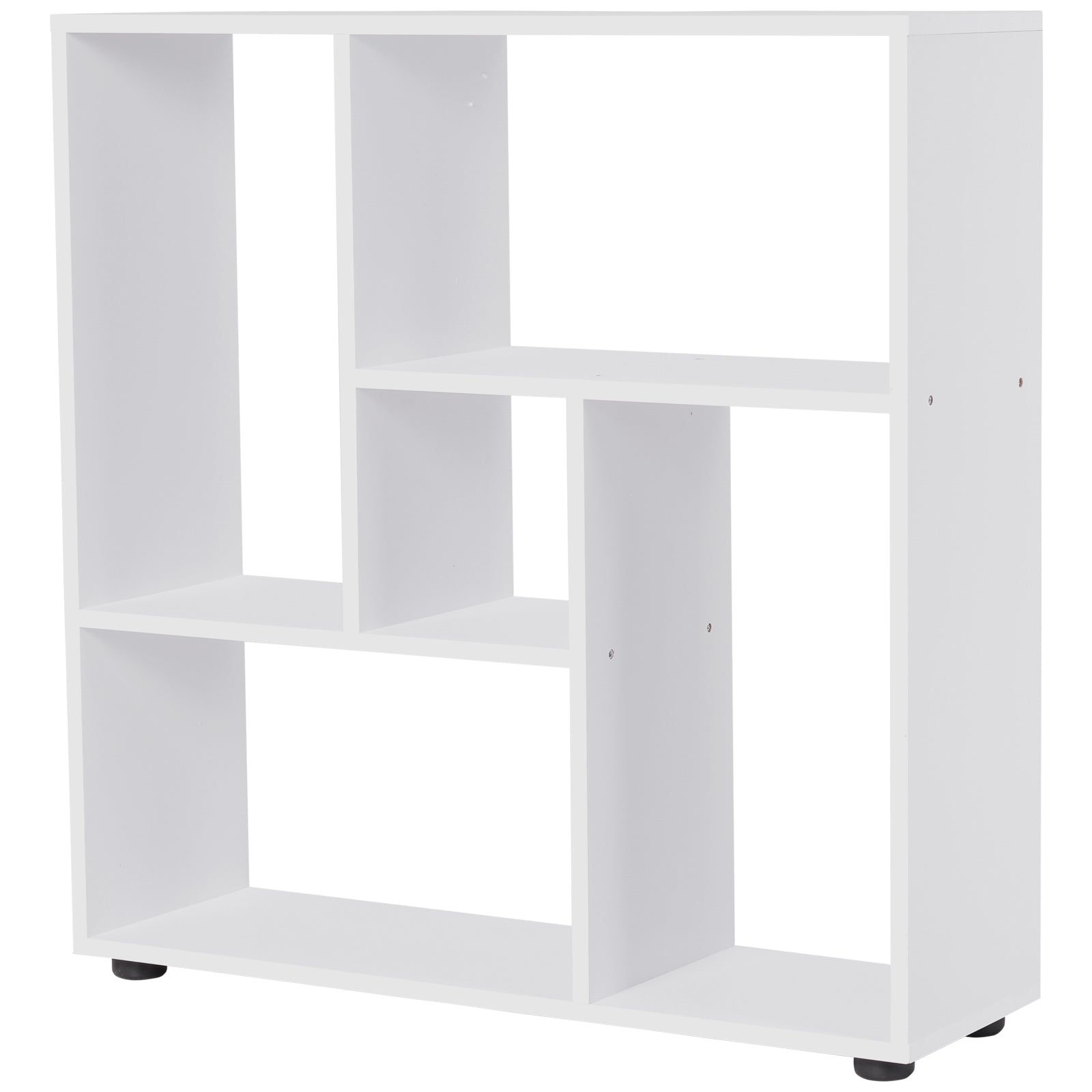 HOMCOM 5 Units Storage Shelf Bookcase Home Display Square Frame w/ Melamine Surface Foot Pads Living Room Bedroom Furniture White