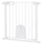 PawHut 75-82cm Pet Safety Gate with Double Locking, Pressure Fit Stair with Cat Flat for Doorways, Hallways, White