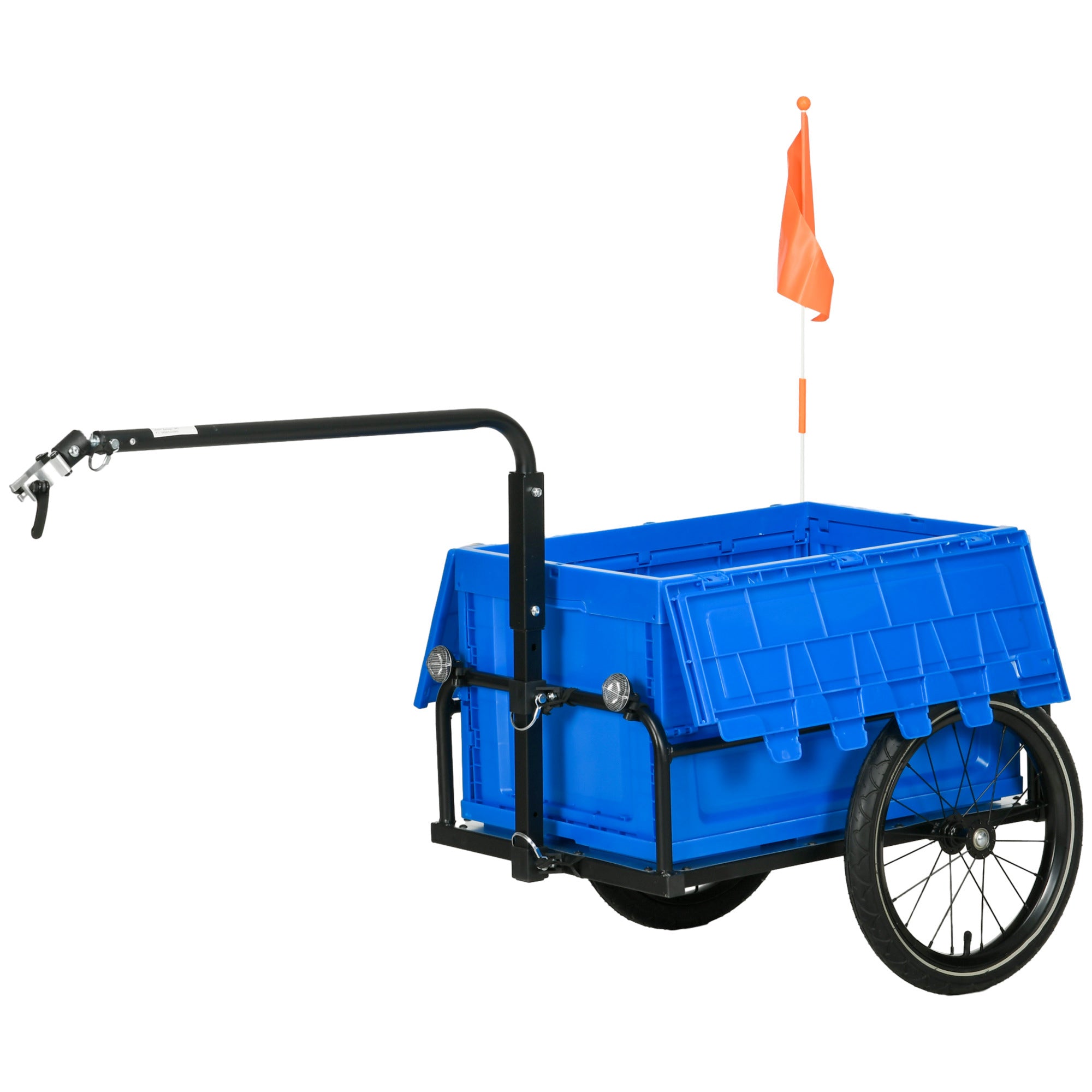 HOMCOM Bicycle Cargo Trailer with Steel Frame, 65L Foldable Storage Box, Safe Reflectors, Max Load 40KG, Blue