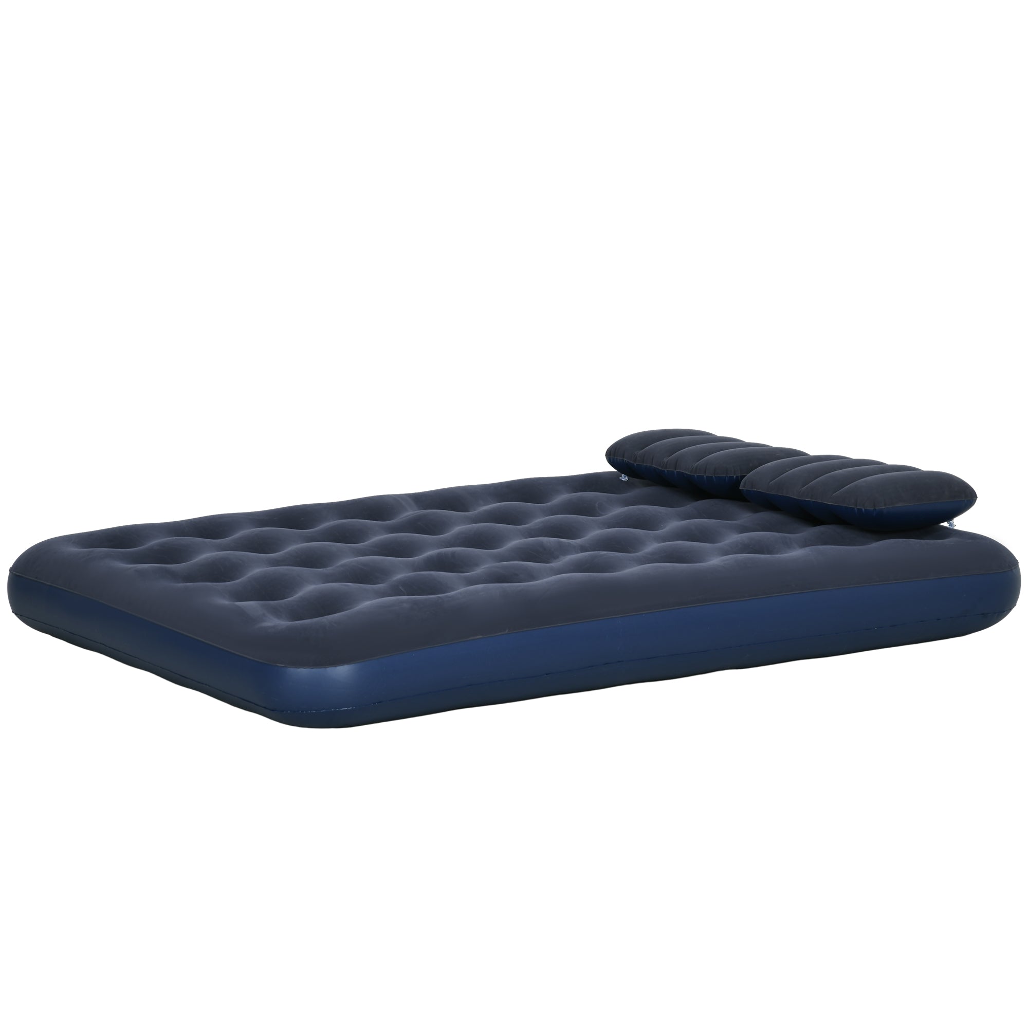 Outsunny Inflatable Slumber: Queen-Size Air Bed with Built-In Pump, Comfy Sleeping Solution, Azure Blue