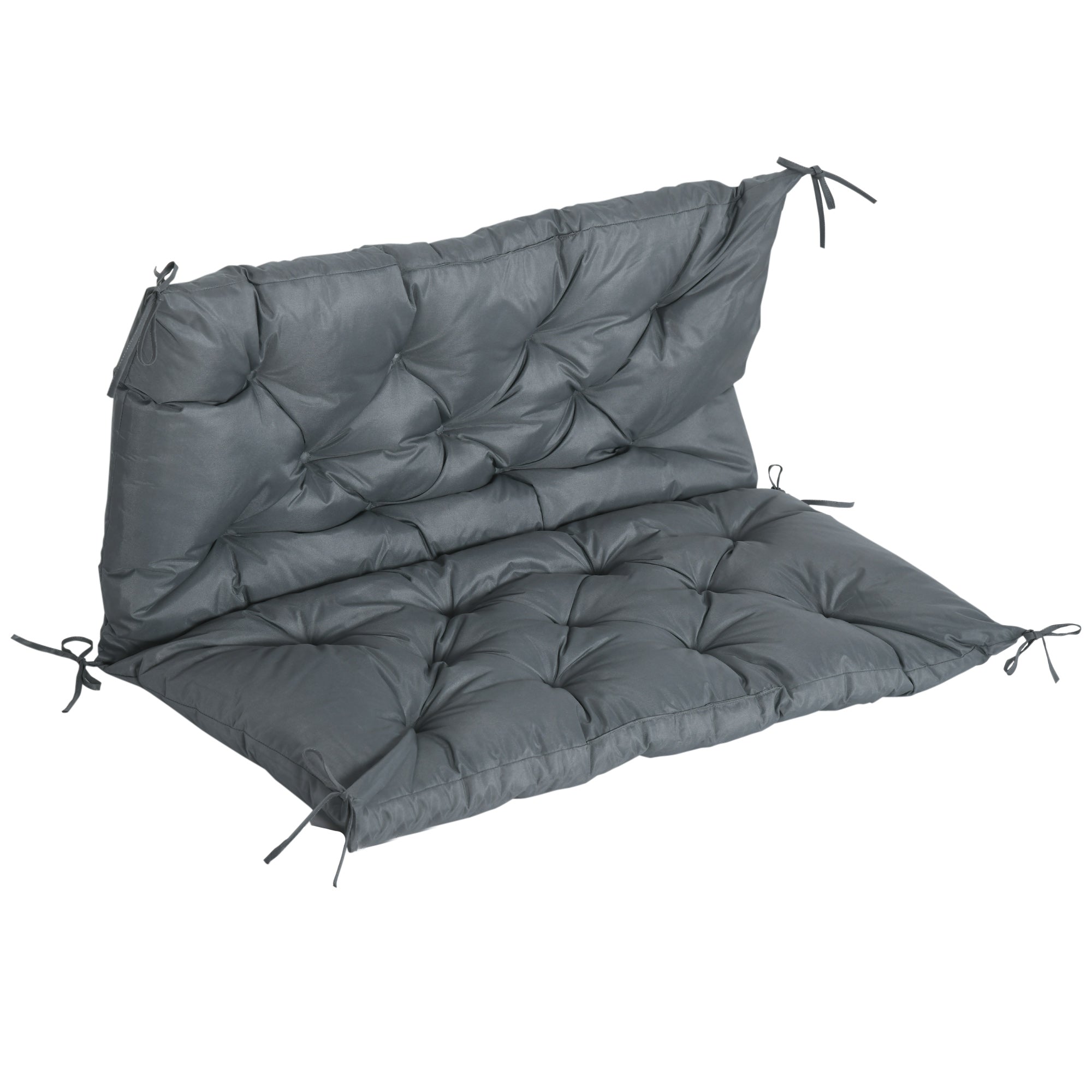 Outsunny Garden Bench Cushion: 2-Seater Padded Chair Pad with Back & Ties, Indoor/Outdoor Use, Dark Grey, 98 x 100cm