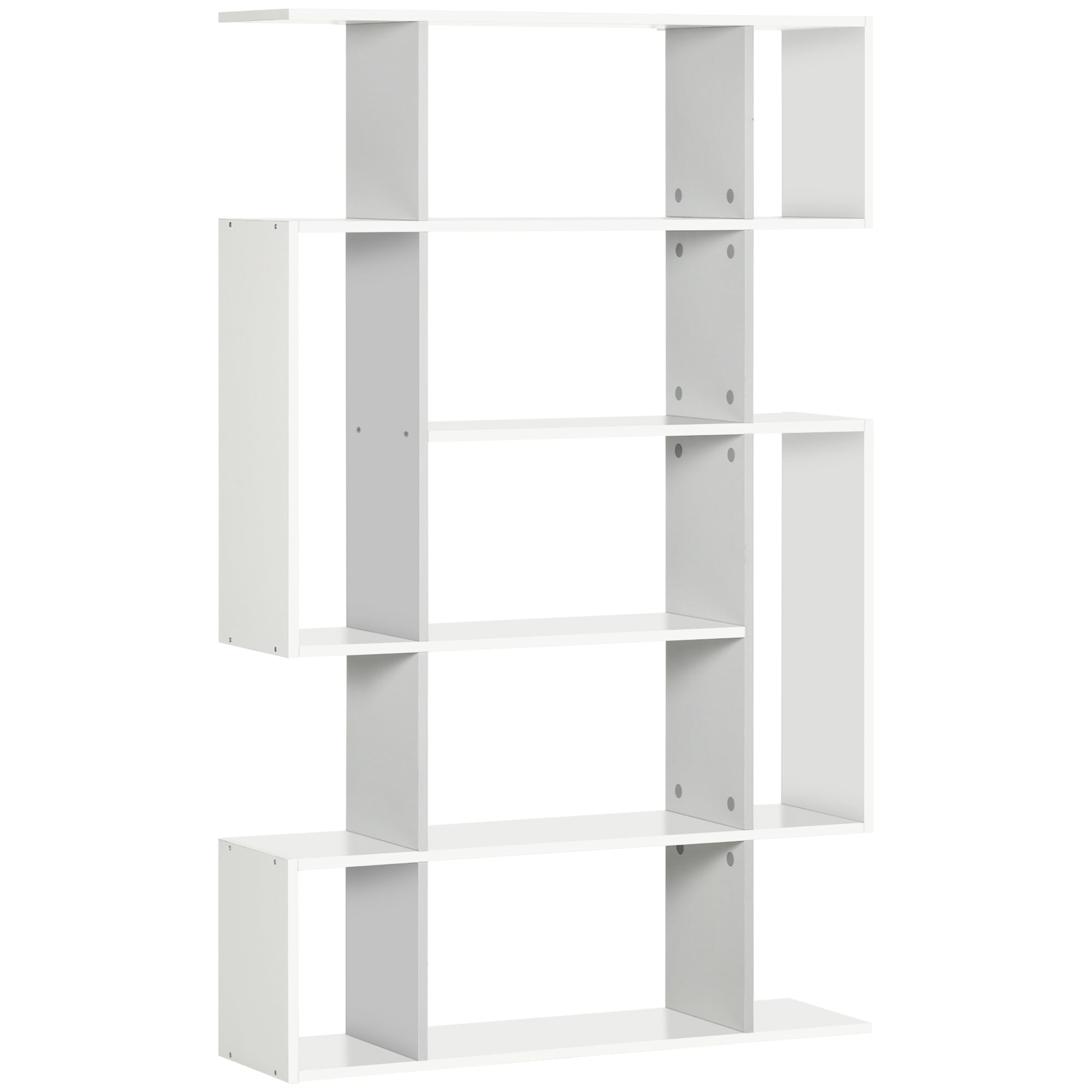 HOMCOM Modern Bookshelf, 5-Tier Bookcase with 13 Open Shelves, Freestanding Decorative Storage for Home Office, Study - White