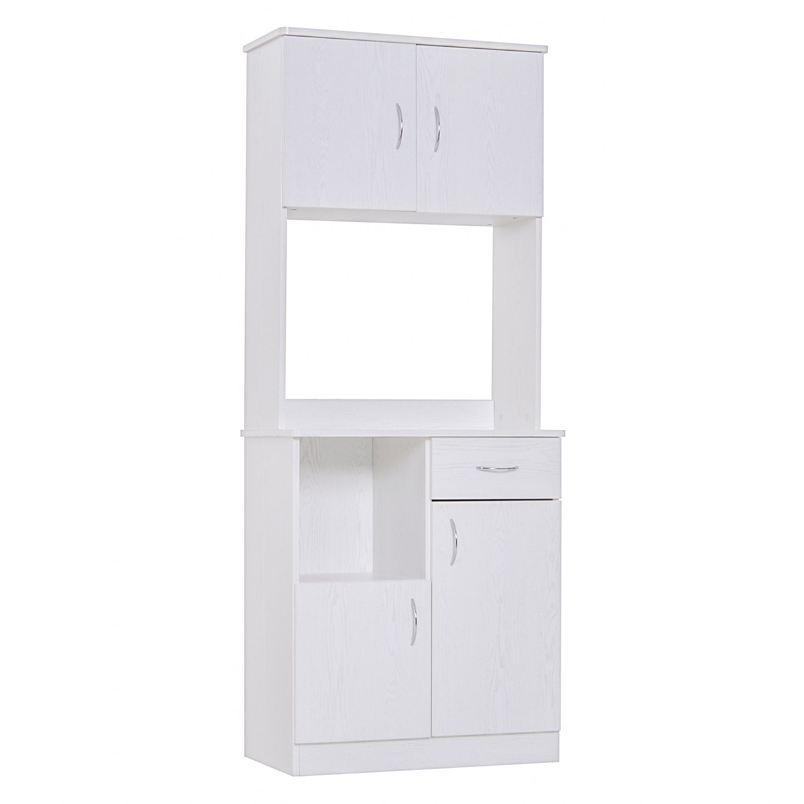 HOMCOM Kitchen Cupboard with Doors Cabinet Shelves Drawer Open Countertop Storage Cabinet for Living Room, Entrance, White