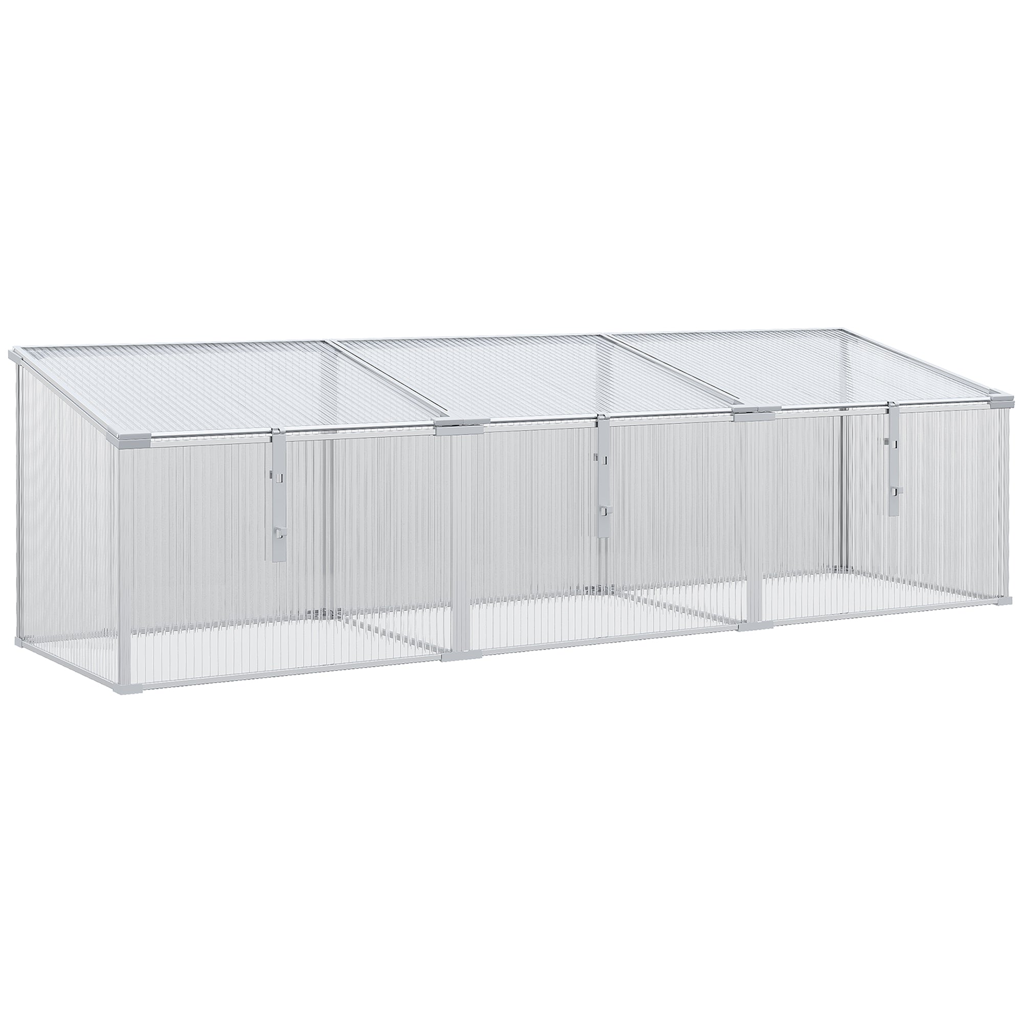 Outsunny Polycarbonate Greenhouse: Aluminium Cold Frame for Flowers & Vegetables, 180 x 51 x 51cm