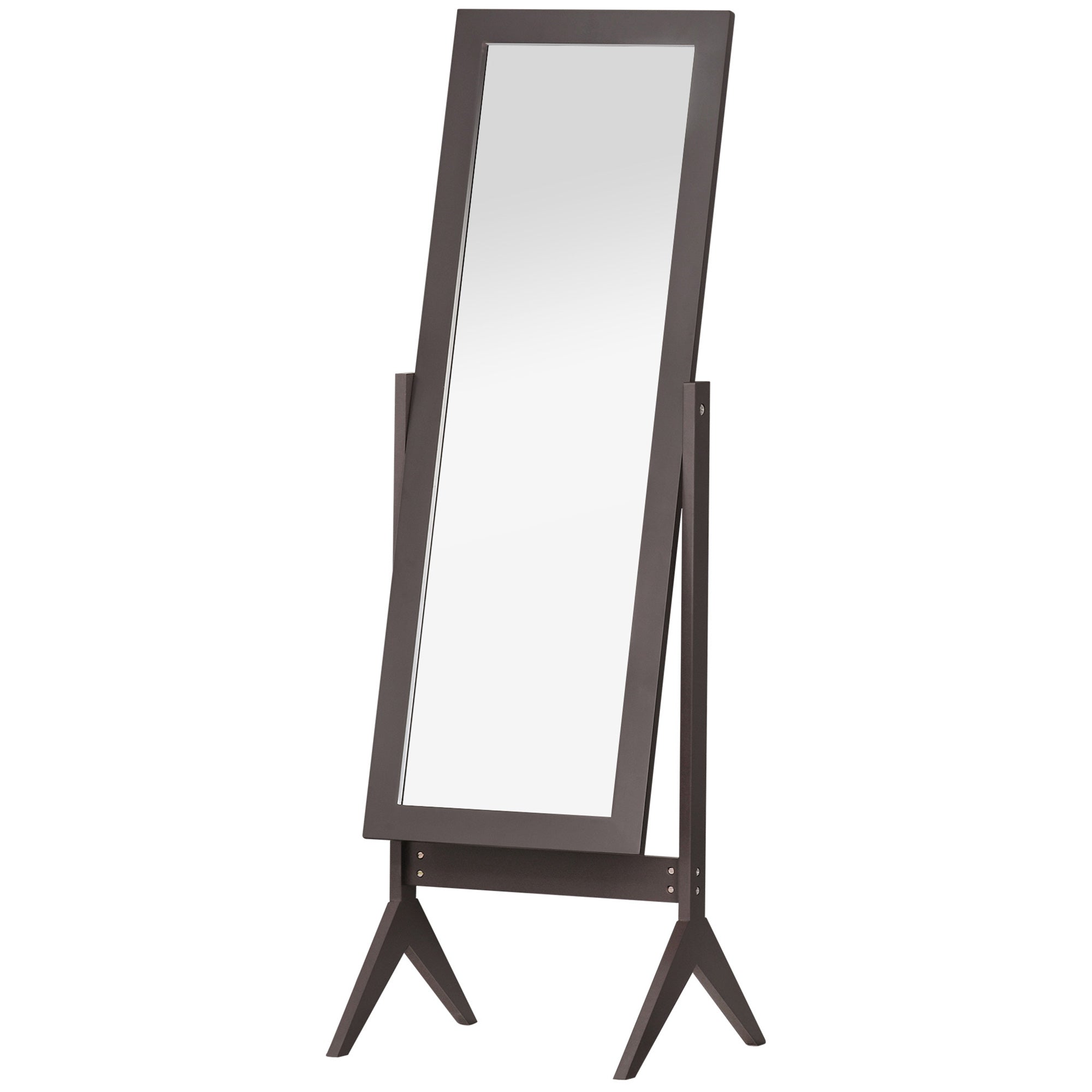 HOMCOM Dressing Mirror, Freestanding Bedroom Tall Mirror Adjustable Angle, 148x47cm, Brown