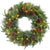 HOMCOM 60cm Pre-Lit Christmas Wreath for Front Door with LED Lights, Pine Cones and Red Berries, Winter Wreath for Windows, Wall Decoration, Green | Aosom UK