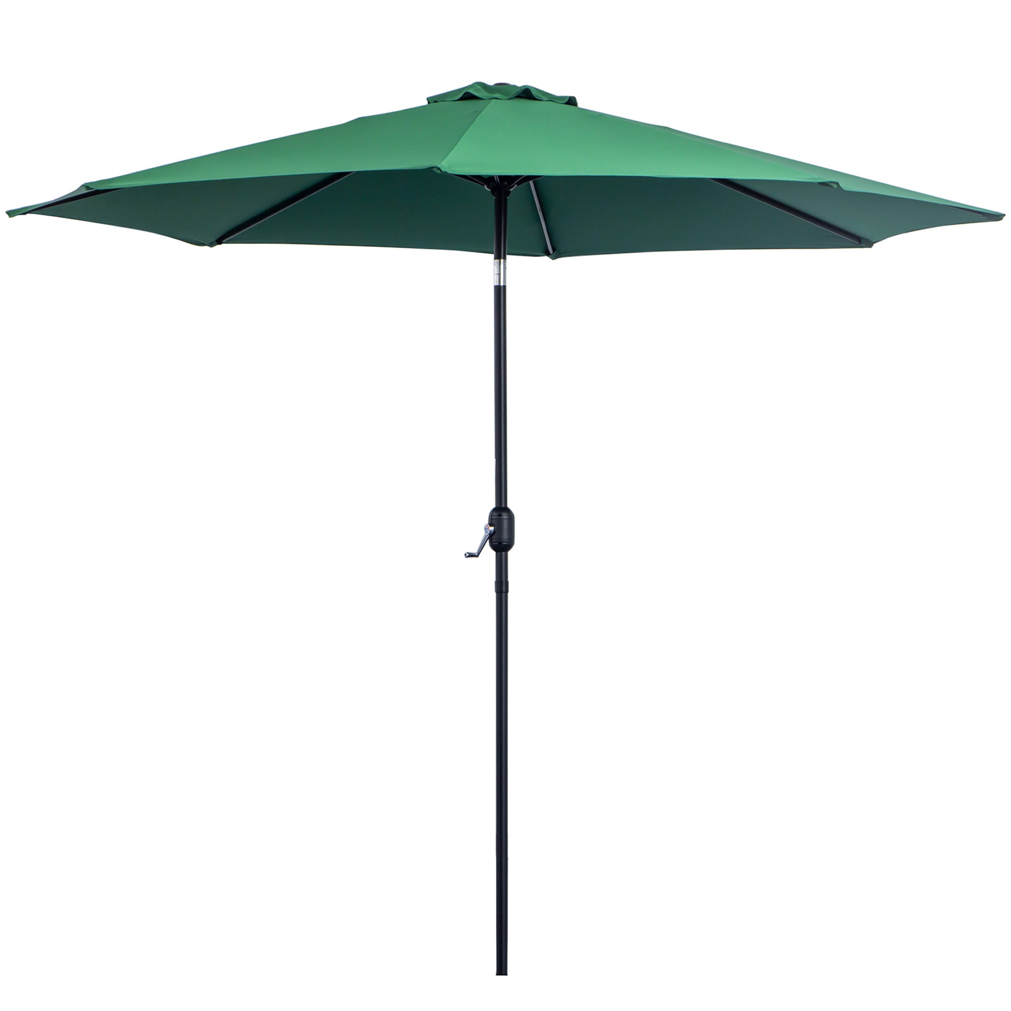 Outsunny Tilting Canopy: 3m Umbrella with 8 Sturdy Ribs, Tilt Function & Crank Handle for Outdoor Shade, Verdant Green