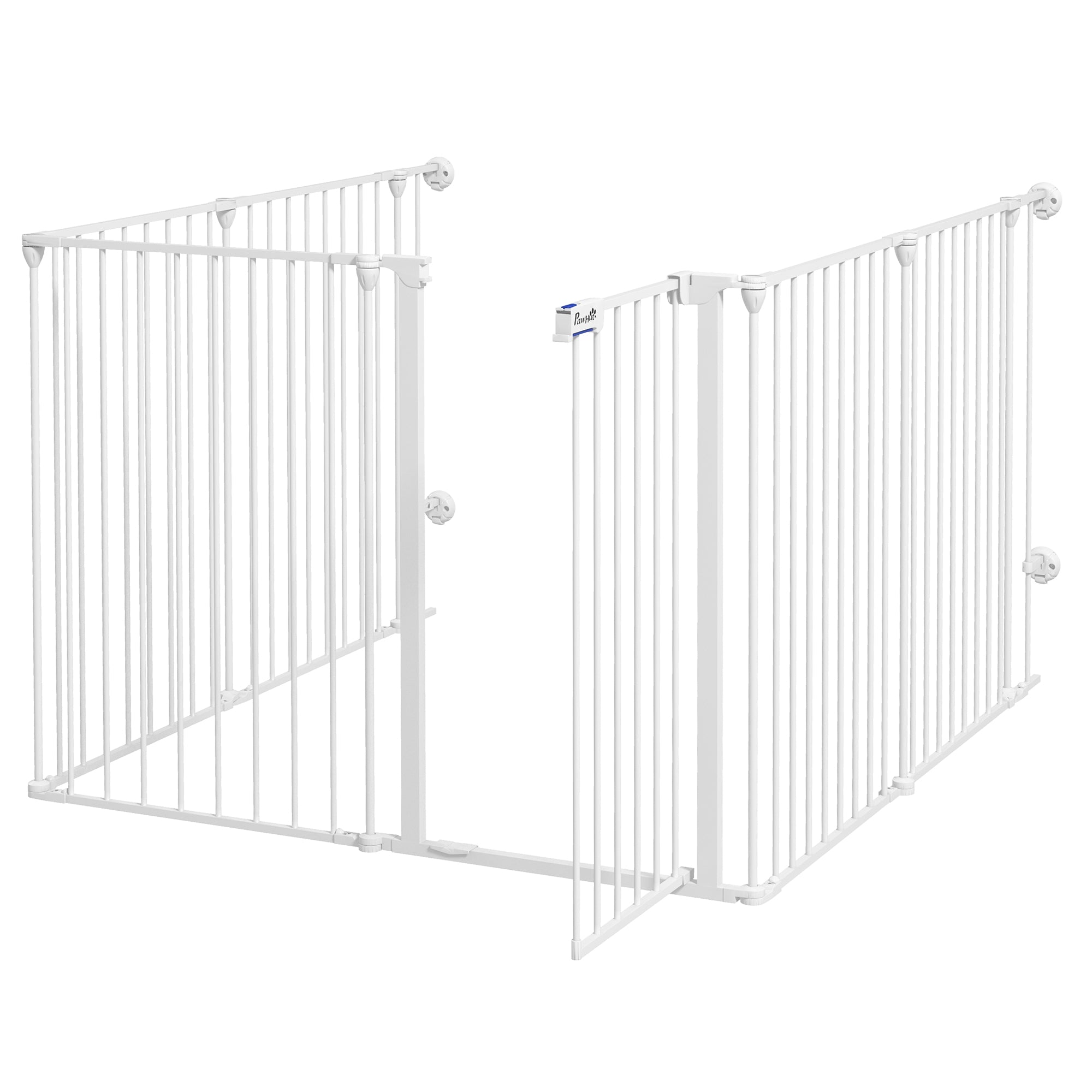 PawHut Foldable Metal Dog Playpen, Rabbit Run Pet Crate Fence with Door, Indoor and Outdoor Use, 90H x 123L x 102W cm, White