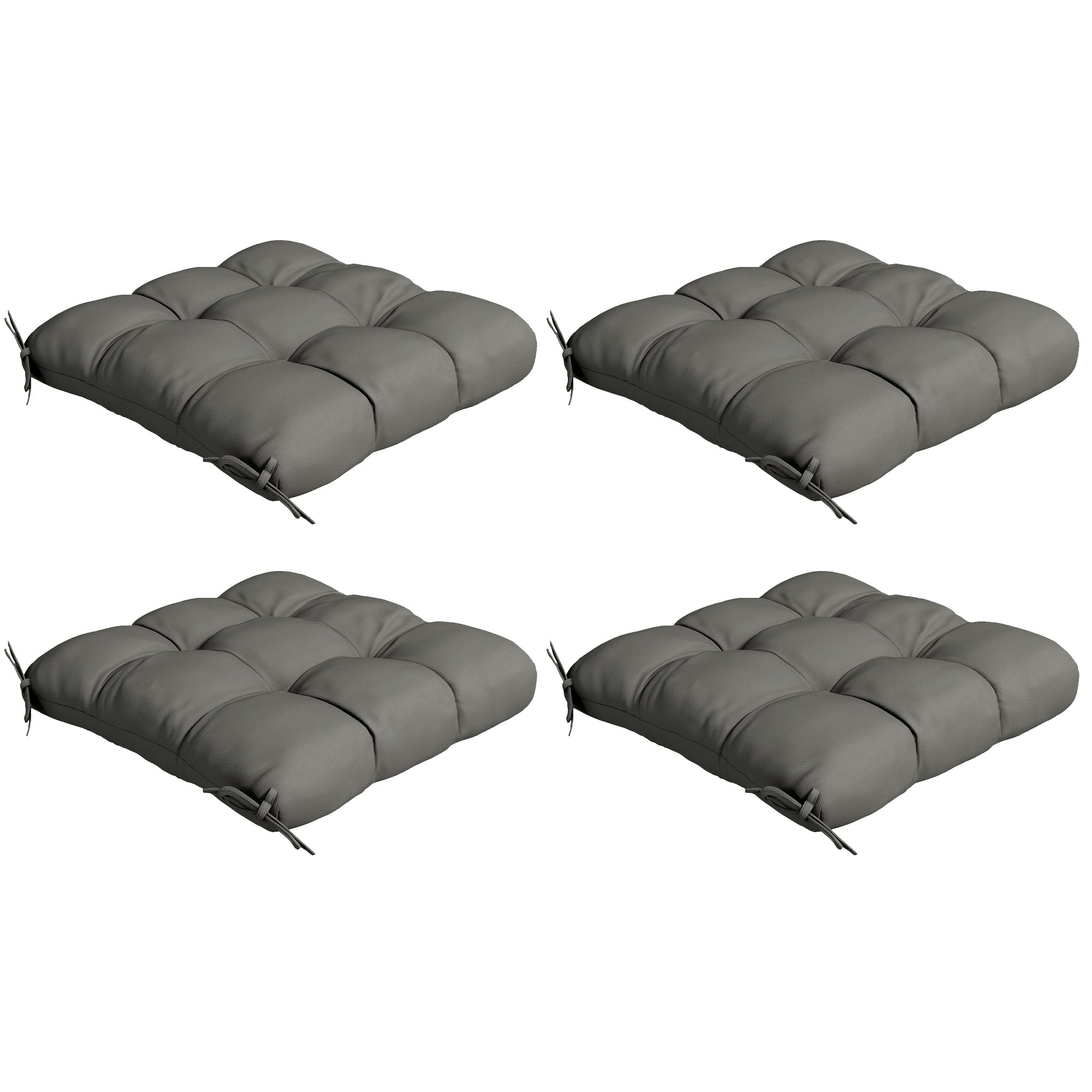 Outsunny Patio Chair Cushion Set: 4-Piece Tied Seat Pads for Indoor & Outdoor Seating, Charcoal Grey Comfort