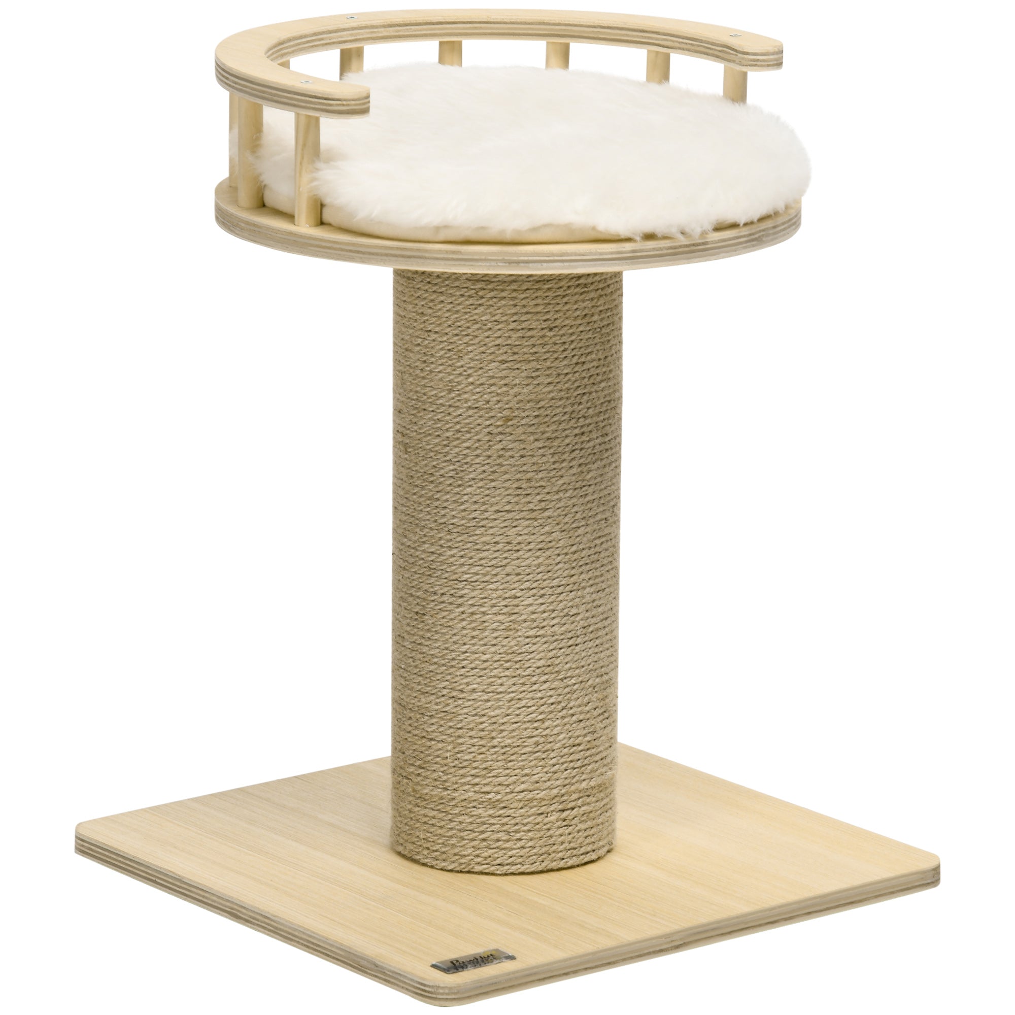 PawHut 52cm Cat Tree, Kitty Activity Center with Cat Bed, Cat Tower with Bold Jute Scratching Post, Natural