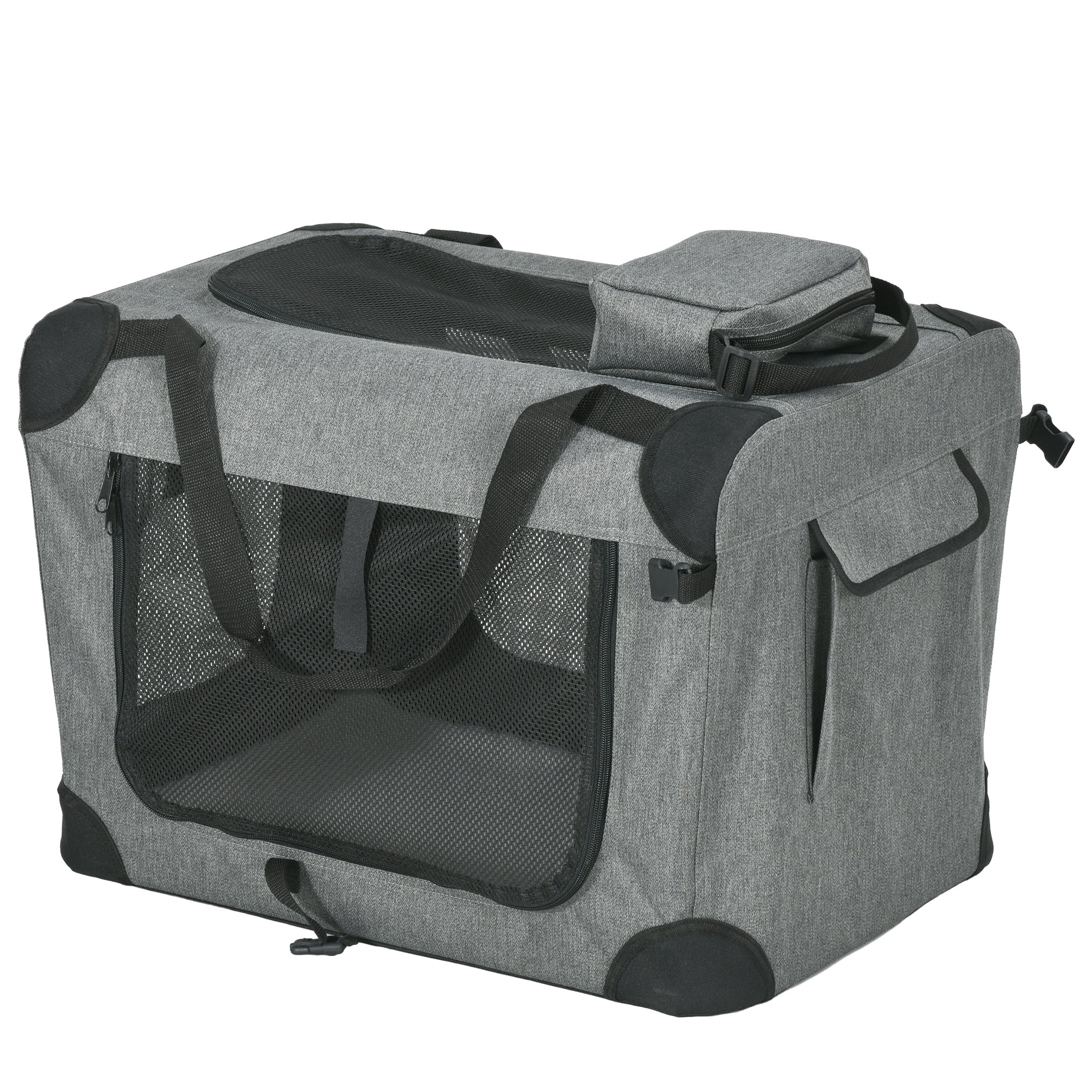 PawHut Folding Pet Carrier Bag, Durable Oxford Fabric, Lightweight & Breathable, Stylish Grey