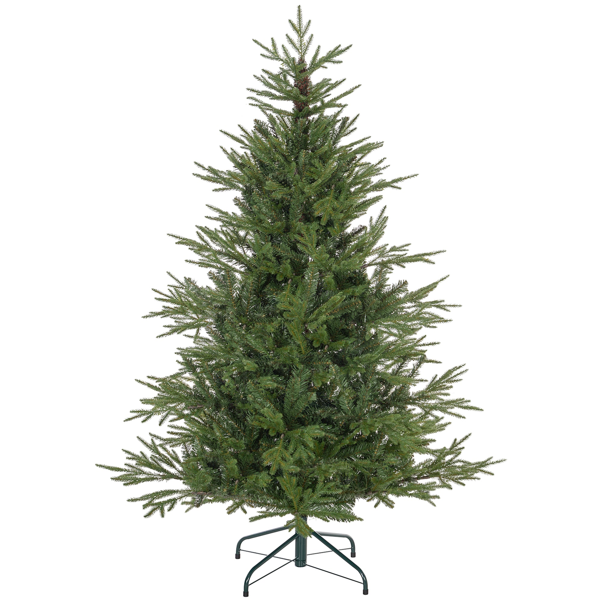 HOMCOM 5ft Artificial Christmas Tree with 1724 Tips, Metal Base, Realistic Hinged Xmas Tree, Easy to Assemble, Green