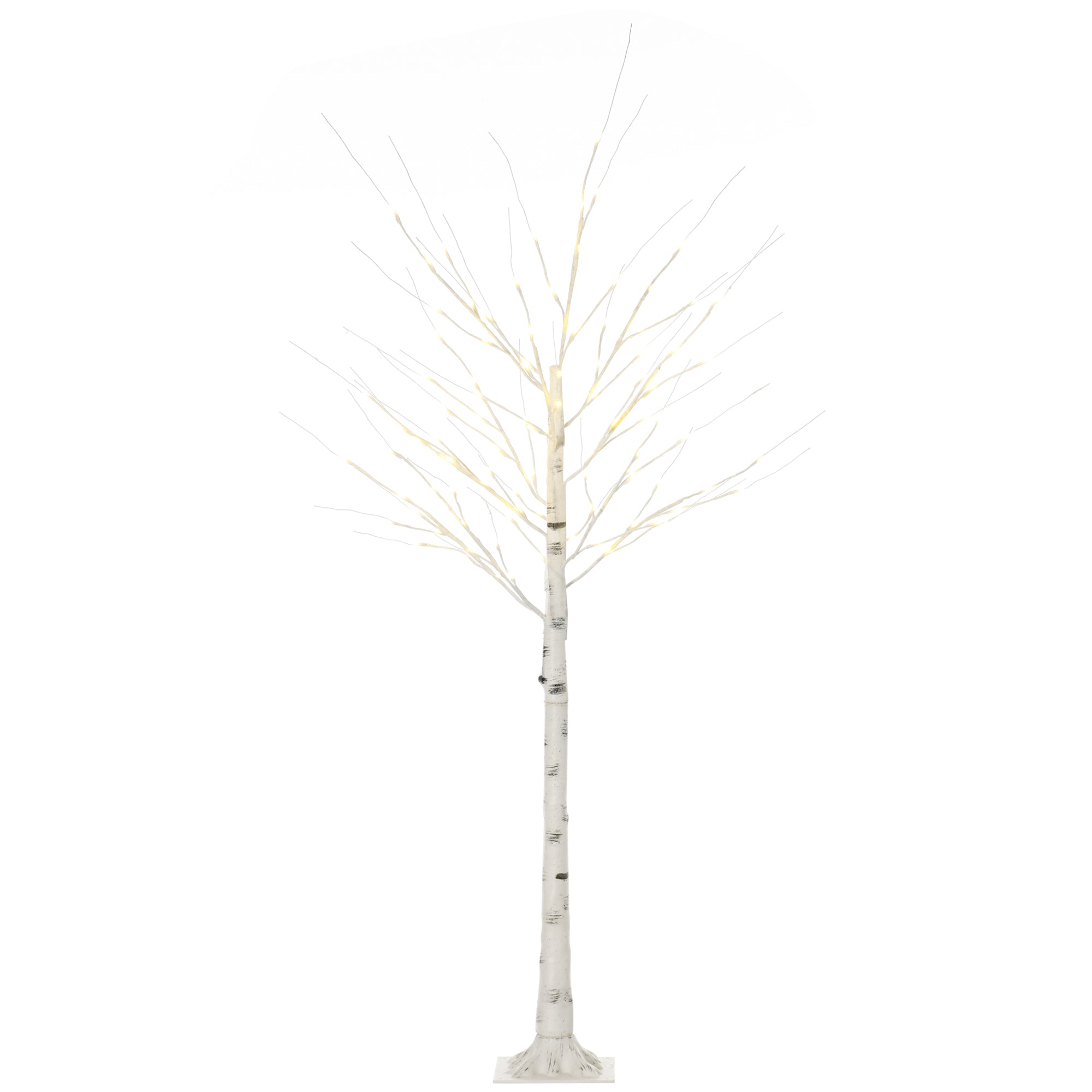 HOMCOM 6ft Artificial White Birch Tree Light with 96 Warm White Pre-Lit LED Light for Indoor and Covered Outdoor Use