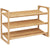 HOMCOM Bamboo Shoe Rack, 3-Tier Storage Organizer, Slatted Shelves, Free Standing, for 9 Pairs, Entryway, Natural Finish