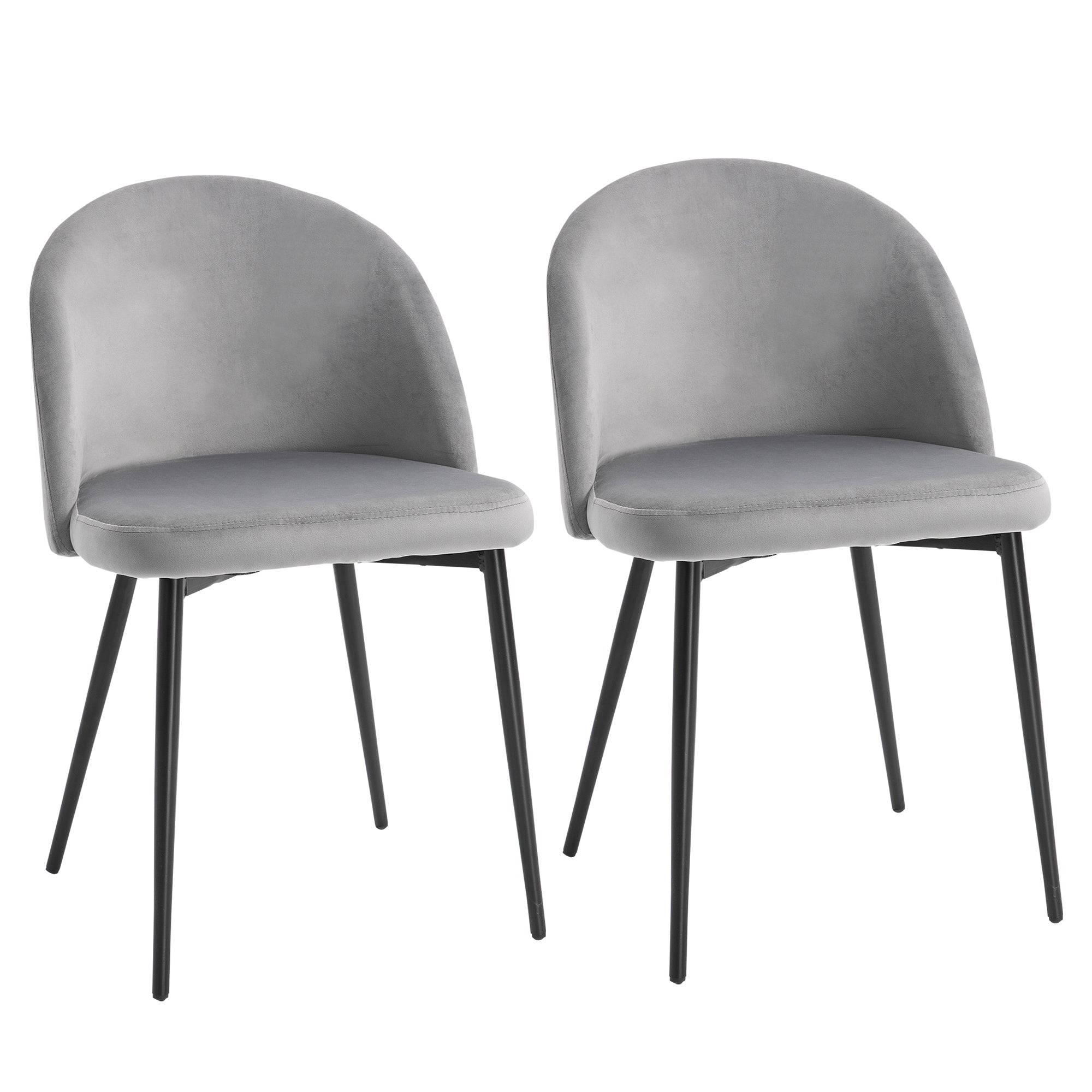 HOMCOM Dining Chairs Set of 2 Contemporary Design for Office Dining Kitchen w/Soft Fabric Seat and Back Living Room - Grey