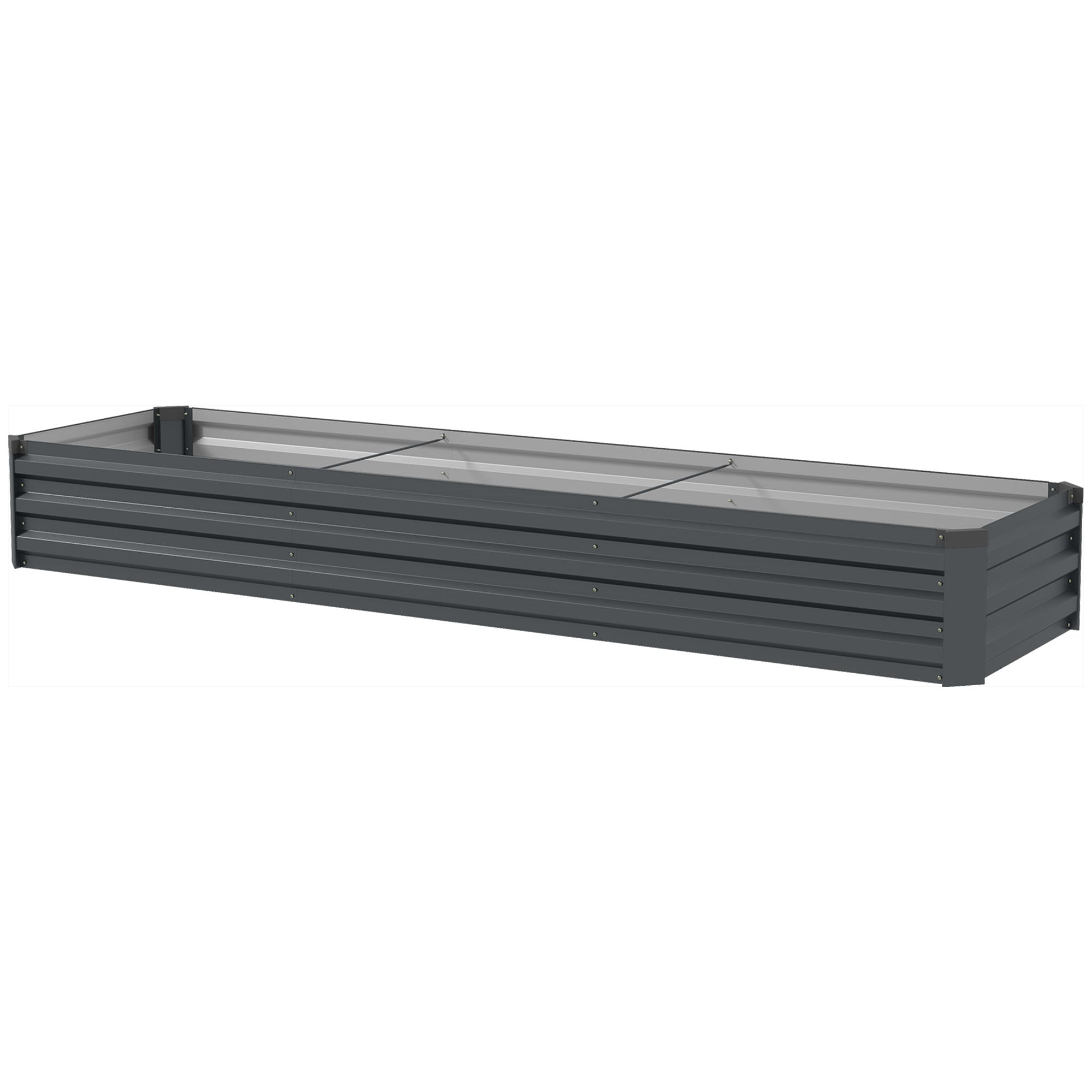 Outsunny Galvanised Raised Bed for Garden, Rectangular Outdoor Elevated Planter Box with Safety Edging and Open Bottom for Growing Flowers, Herbs and Vegetables, 240 x 60cm, Grey