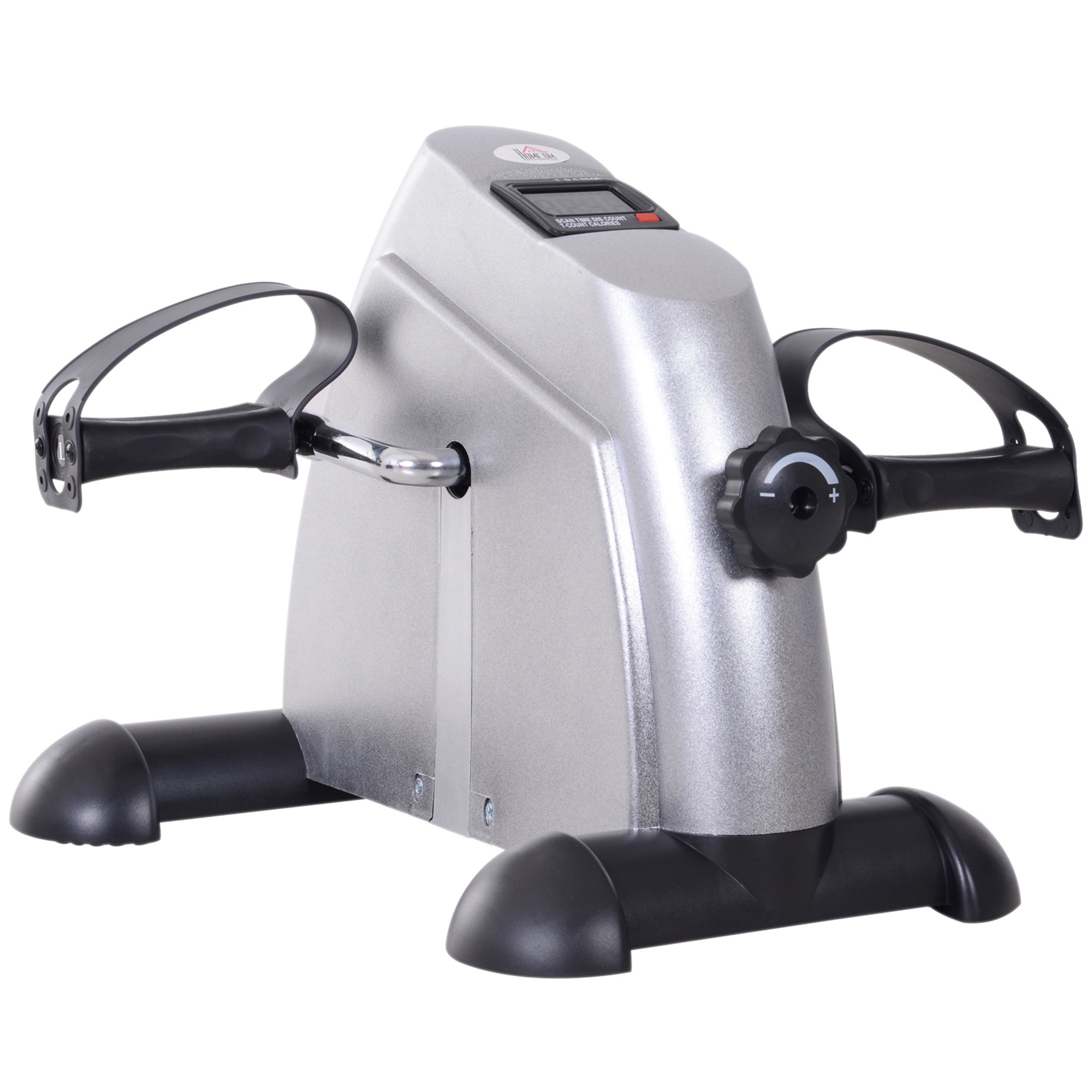 HOMCOM Mini Exercise Bike: LCD Display, Compact Fitness Equipment, Metallic Silver