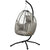 Outsunny Outdoor Swing Chair with Thick Padded Cushion, Patio Hanging Chair w/ Metal Stand, Foldable Basket, Cup Holder, Rope Structure