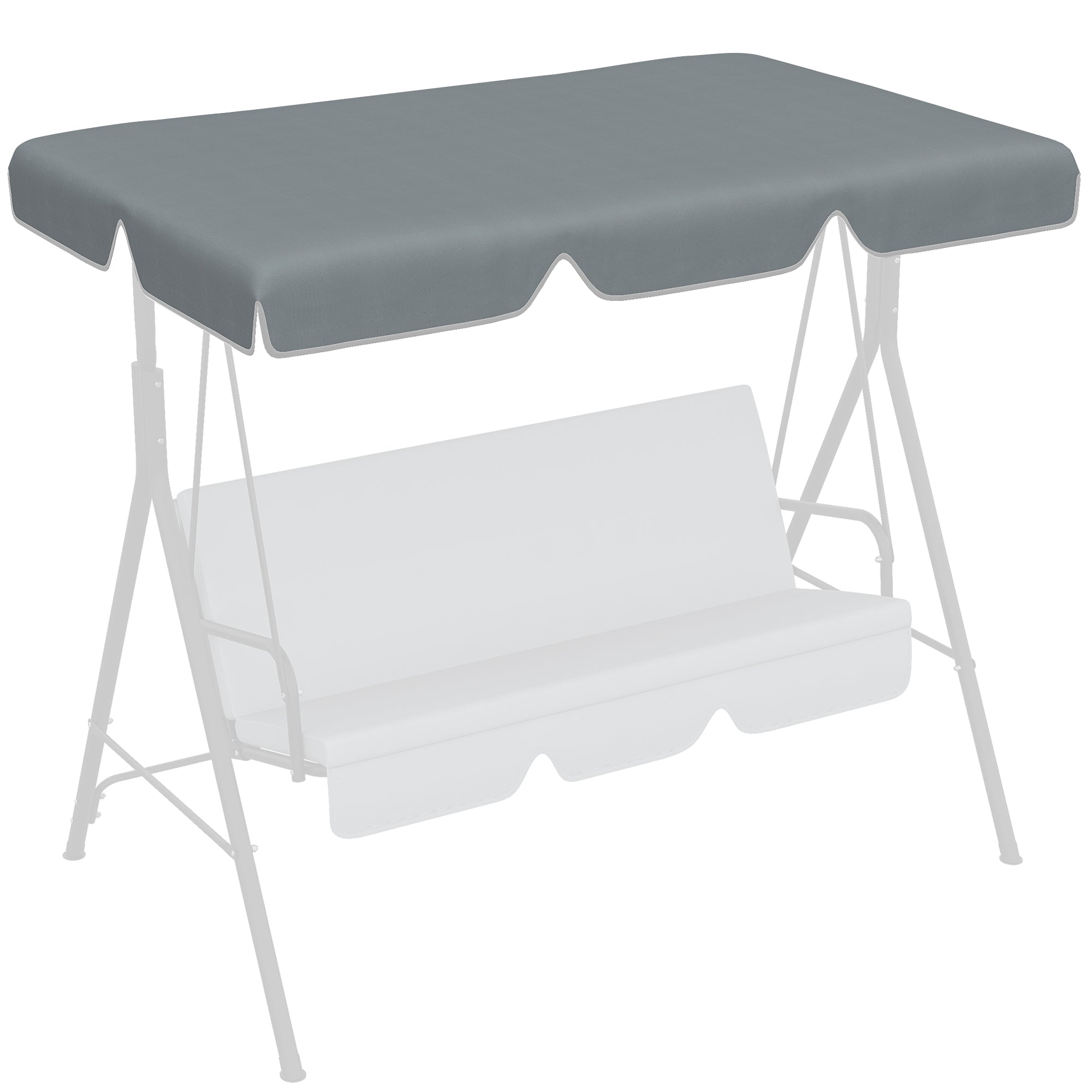 Outsunny Garden Swing Canopy Replacement 2 Seater with Tubular Framework, Swing Seat Replacement Cover, UV50+ Sun Shade (Canopy Only), Dark Grey