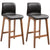 HOMCOM Modern Bar Stools Set of 2, PU Leather Upholstered Bar Chairs with Wooden Frame, Footrest for Home Bar, Dining Room