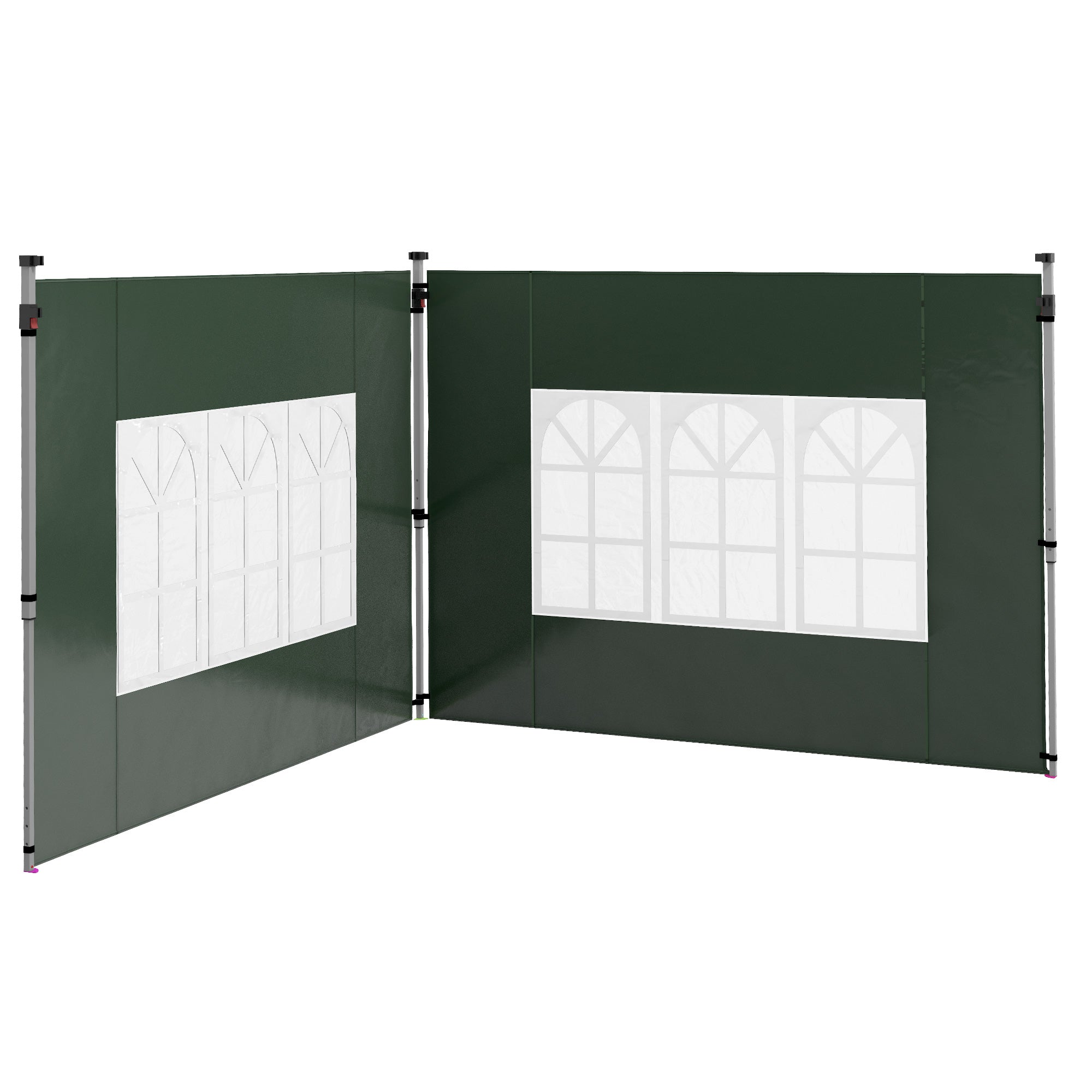 Outsunny Gazebo Side Panels, Sides Replacement with Window for 3x3(m) or 3x4m Pop Up Gazebo, 2 Pack, Green