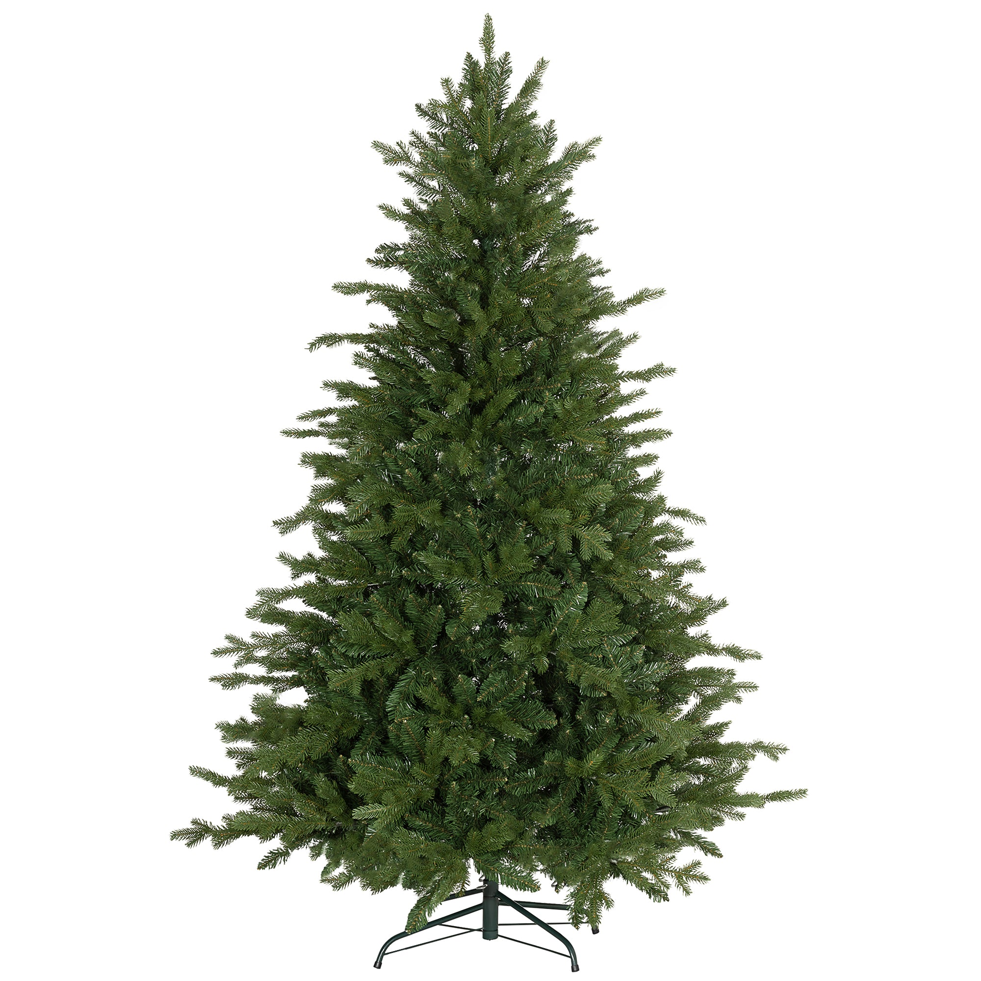 HOMCOM 6ft Artificial Christmas Tree with 1821 Tips, Metal Base, Realistic Hinged Xmas Tree for Home Office, Green