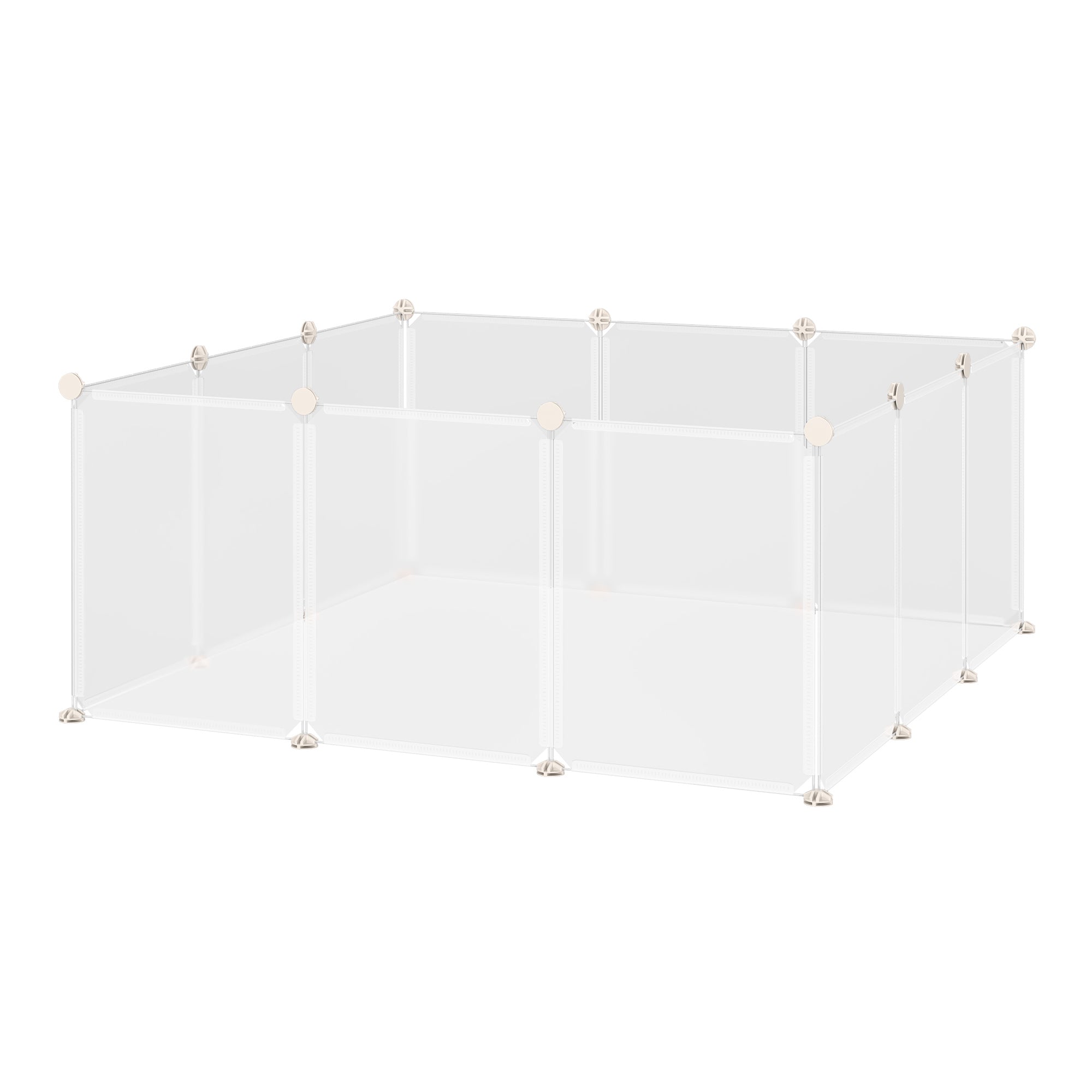 PawHut Portable Pet Playpen DIY Enclosure, 12 Panel Plastic Fence for Bunny, Guinea Pig, Hedgehog, Chinchilla, White