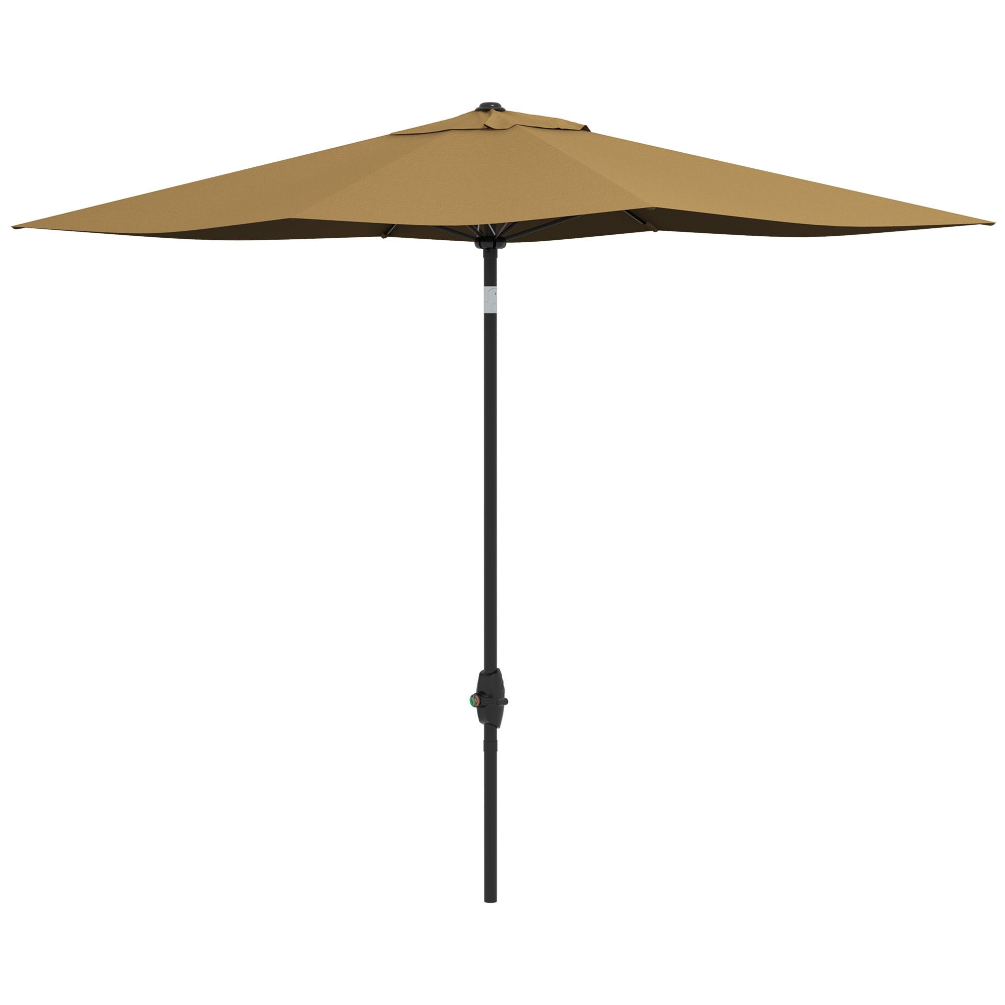 Outsunny 2 x 3(m) Garden Parasol Umbrella, Rectangular Outdoor Market Umbrella Sun Shade with Crank & Push Button Tilt, 6 Ribs, Aluminium Pole, Brown