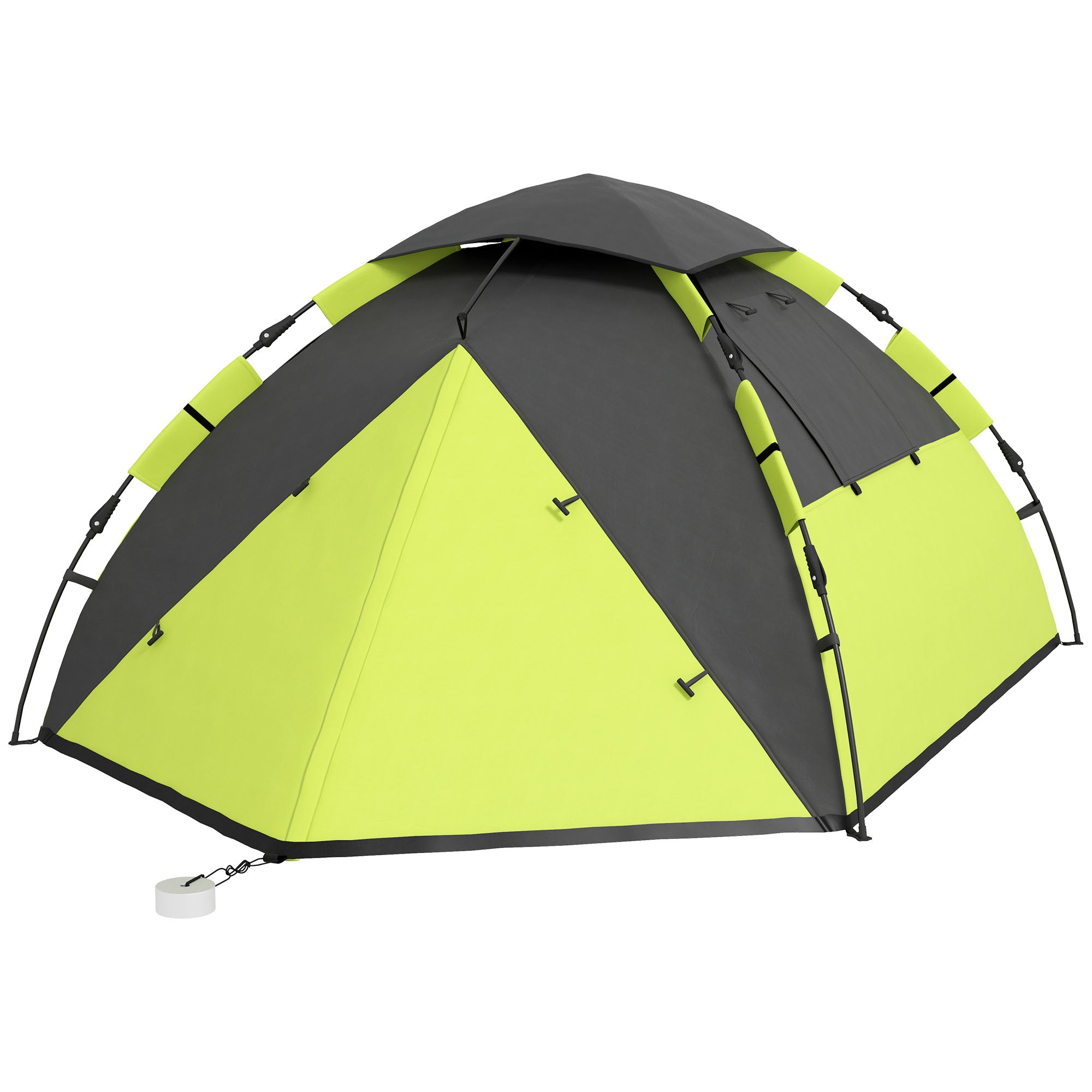 Outsunny Family Camping Tent for 3-4 Persons, 2000mm Waterproof, Quick Setup, Portable with Carry Bag, Green