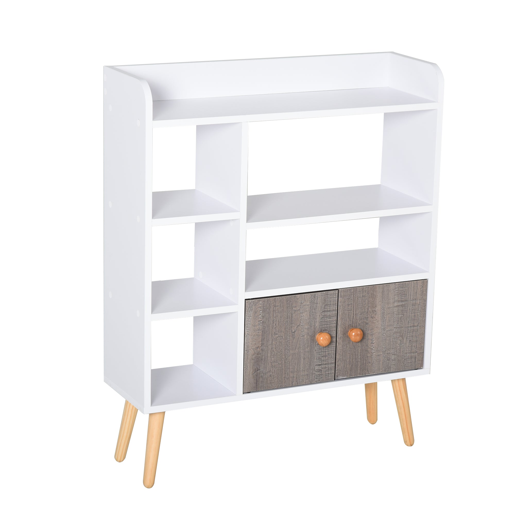 HOMCOM Modern Bookcase: Stylish Wood-Legged Display Unit for Home Office, Crisp White