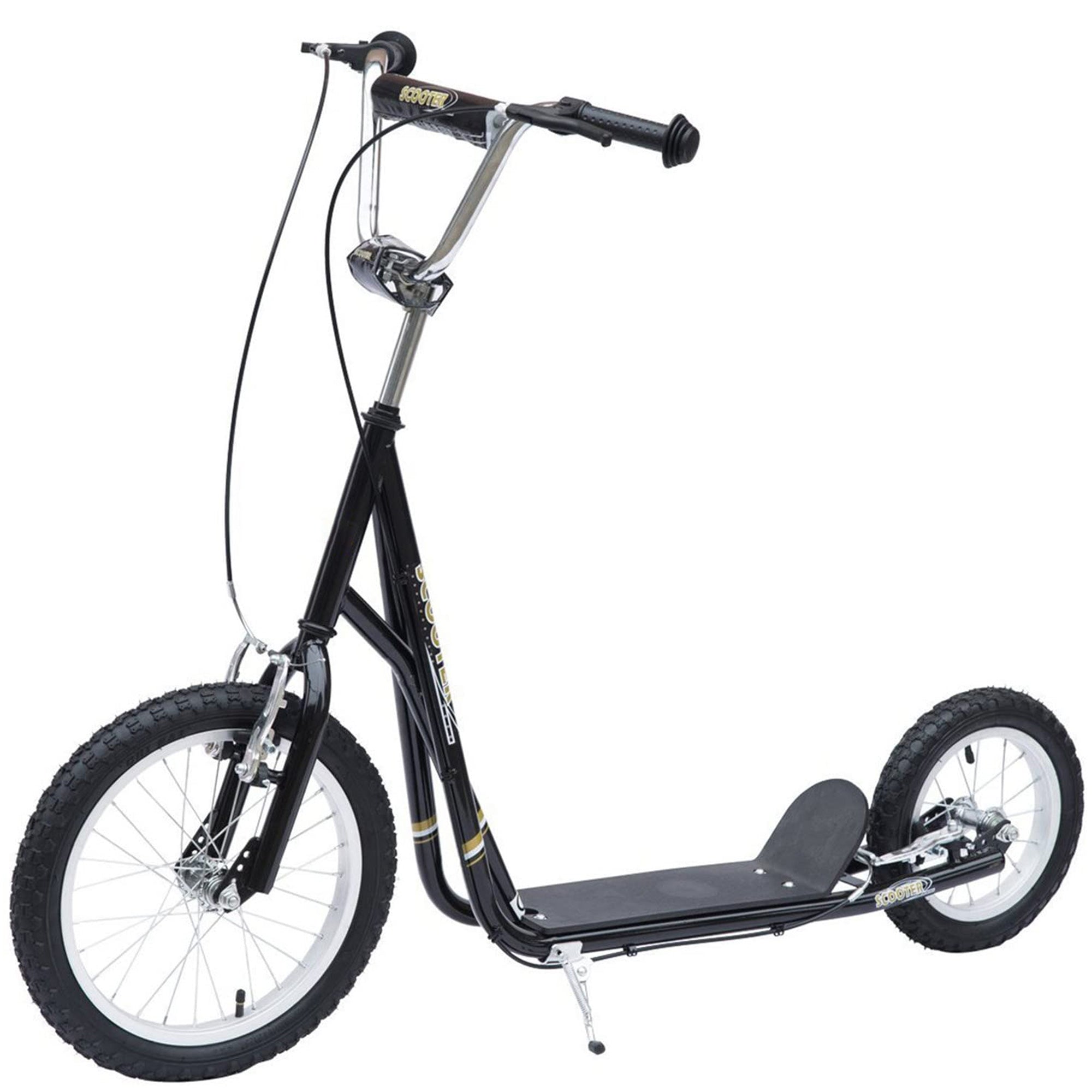 HOMCOM Adult Teen Push Scooter Kids Children Stunt Scooter Bike Bicycle Ride On Alloy Wheel Pneumatic 12" Tyres-Black