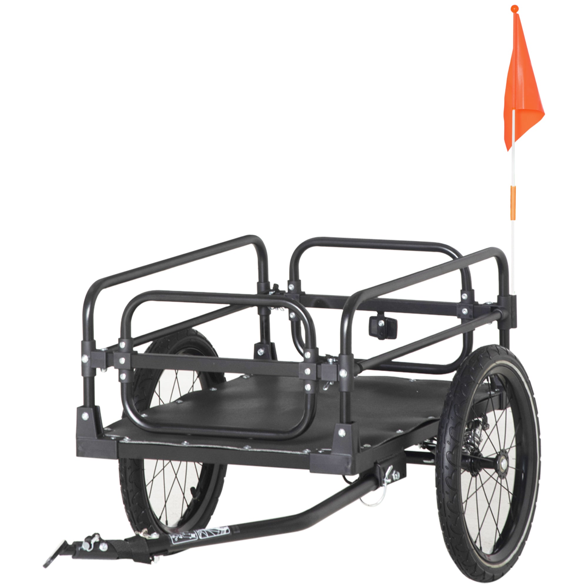 HOMCOM Bicycle Buddy: Steel Trailer with Suspension, 2-Wheel Outdoor Carrier for Effortless Adventures, Onyx Black