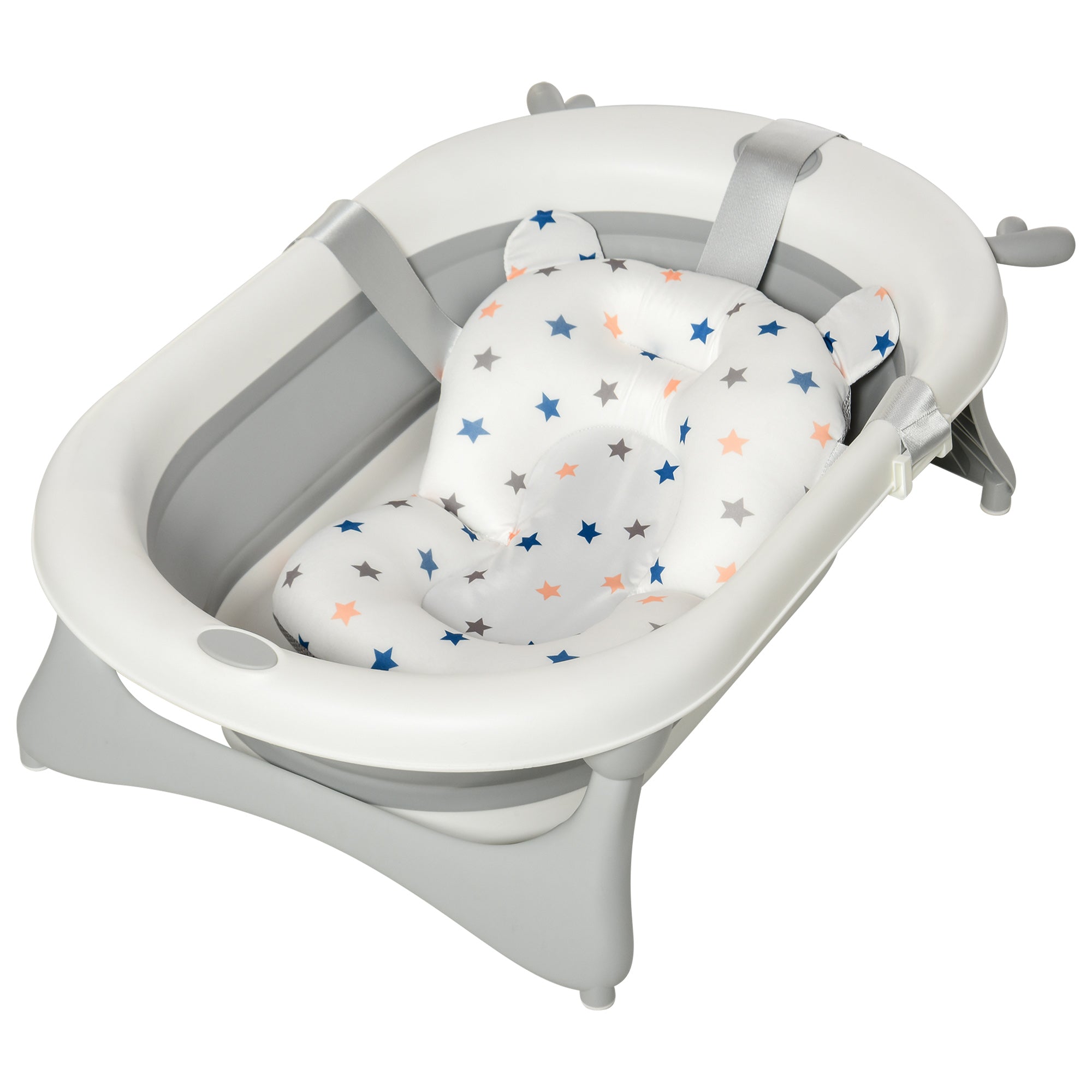 HOMCOM Foldable Portable Baby Bathtub w/ Baby Bath Temperature-Induced Water Plug for 0-3 years