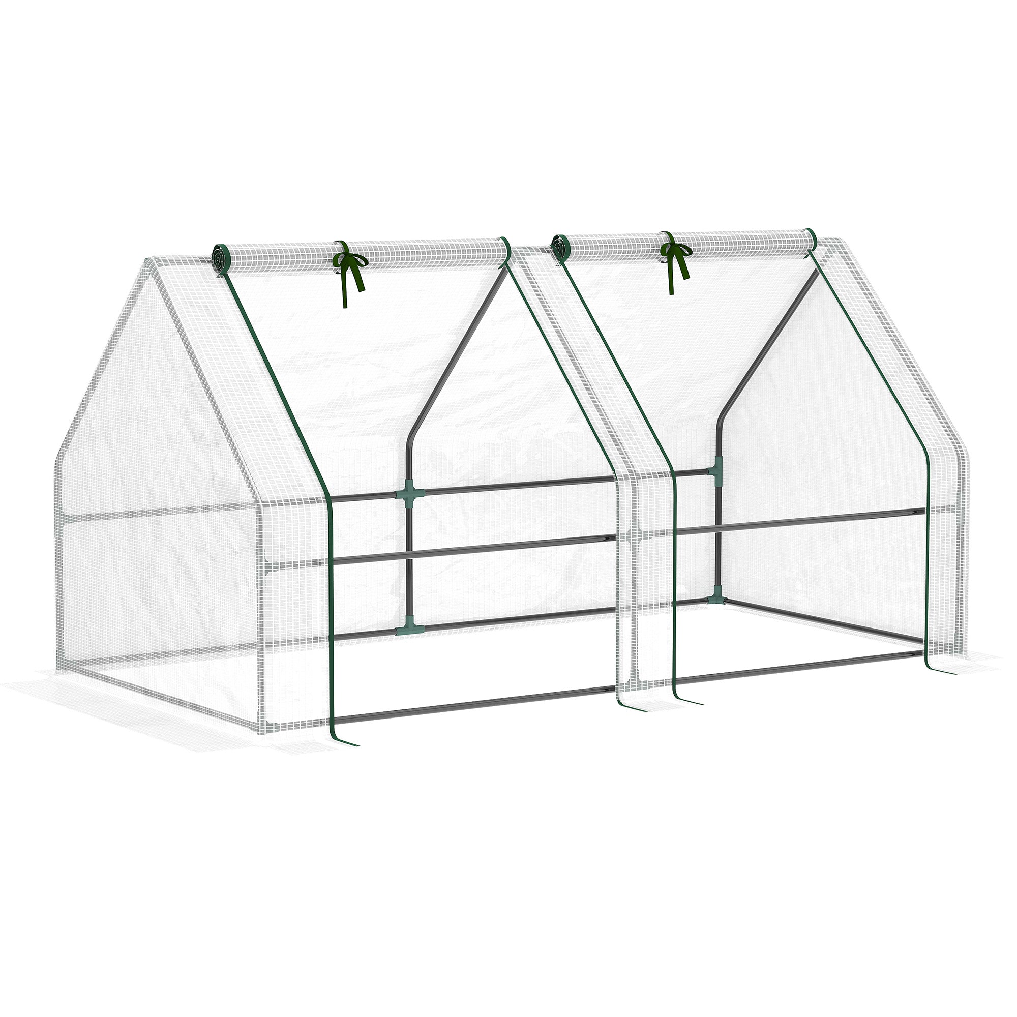 Outsunny Compact Cultivator: Petite Greenhouse with Steel Frame, PE Cover & Zippered Window for Nurturing Plants, Pristine White