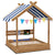 Outsunny Wooden Sandbox with Canopy House Design Brown