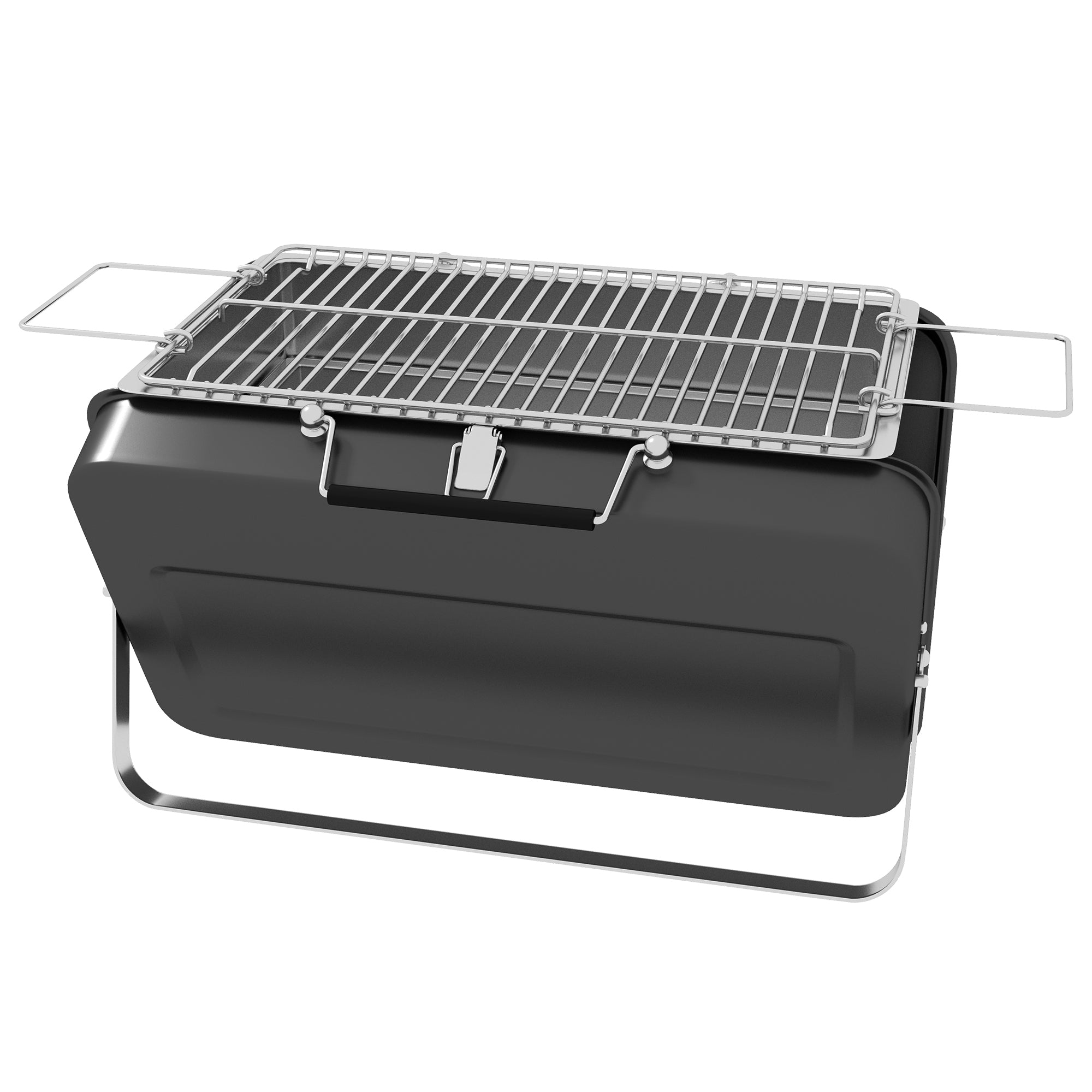 Outsunny Foldable Suitcase Design Mini Charcoal Barbecue Grill BBQ, Black