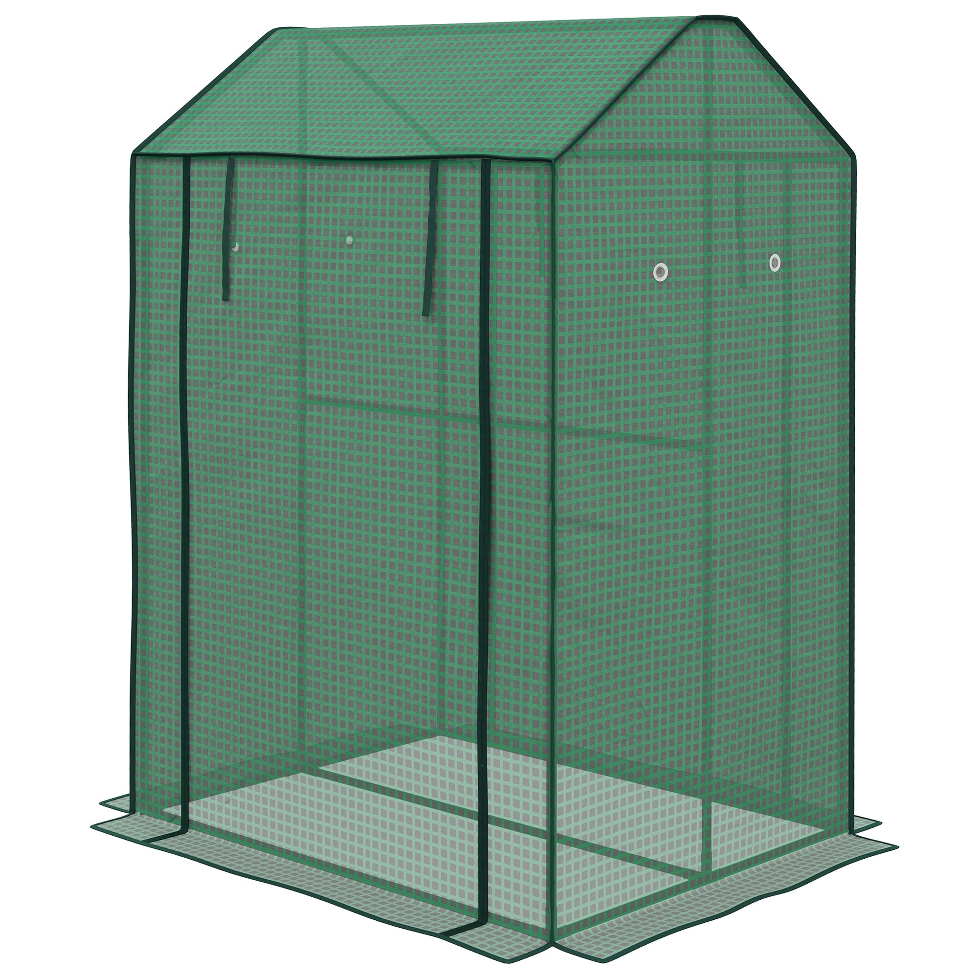 Outsunny Petite Greenhouse: Roll-up Doors, Ventilation Holes, Reinforced Green Cover, 100 x 80 x 150cm