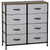 HOMCOM Industrial Chest of Drawers with 8 Fabric Storage Bins, Steel Frame, Wooden Top for Nursery, Living Room, Grey