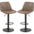 HOMCOM Bar Stools Set of 2, Retro Adjustable Kitchen Stool, Swivel PU Leather Upholstered Bar Chairs with Back, Footrest and Steel Base, Brown