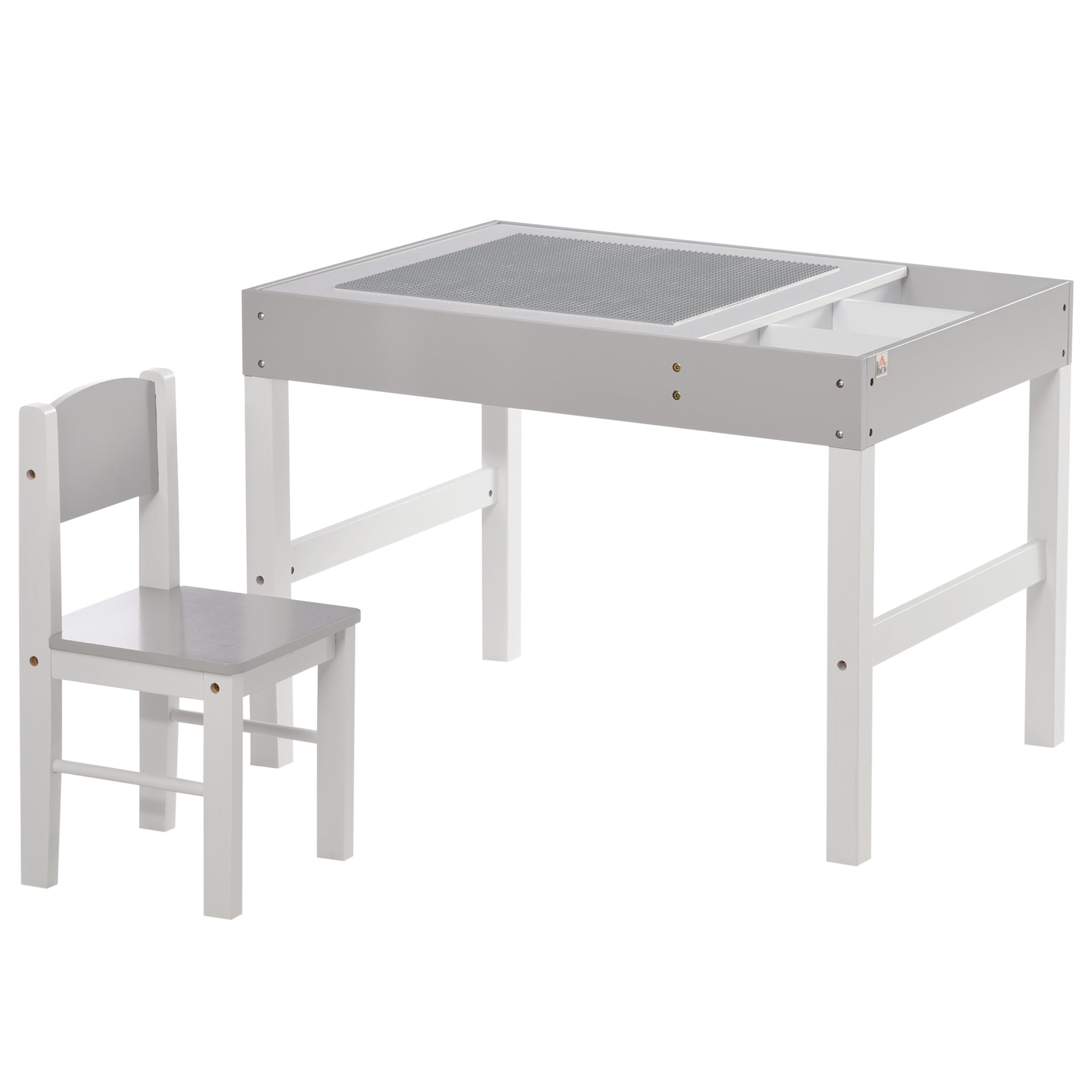 ZONEKIZ Kids Table and Chair Set, with Storage Space - Grey