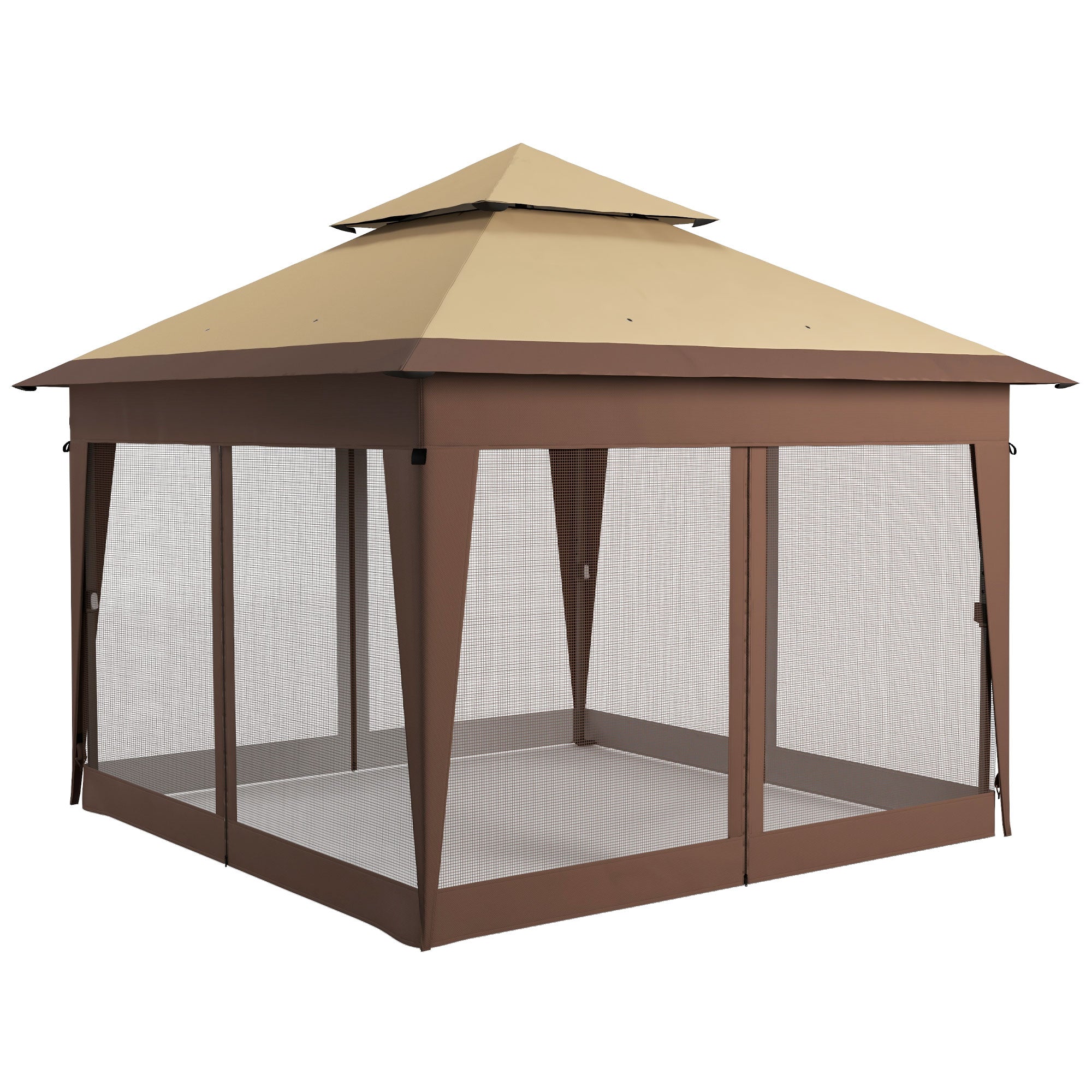 Outsunny 3 x 3(m) Pop Up Gazebo with Mosquito Netting, 1 Person Easy up Marquee Party Tent with 1-Button Push, Carry Bag, Sandbags