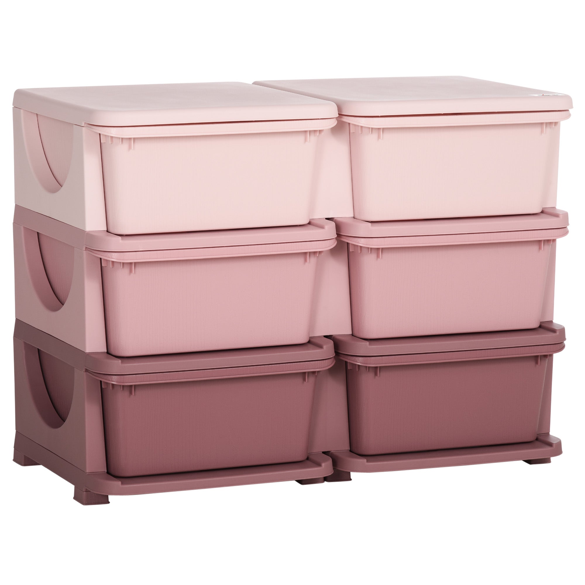 ZONEKIZ Kids Storage Units with 6 Drawers, 3 Tier Kids Toy Storage Organizer, Vertical Dresser Tower for Nursery Playroom Kindergarten, Pink