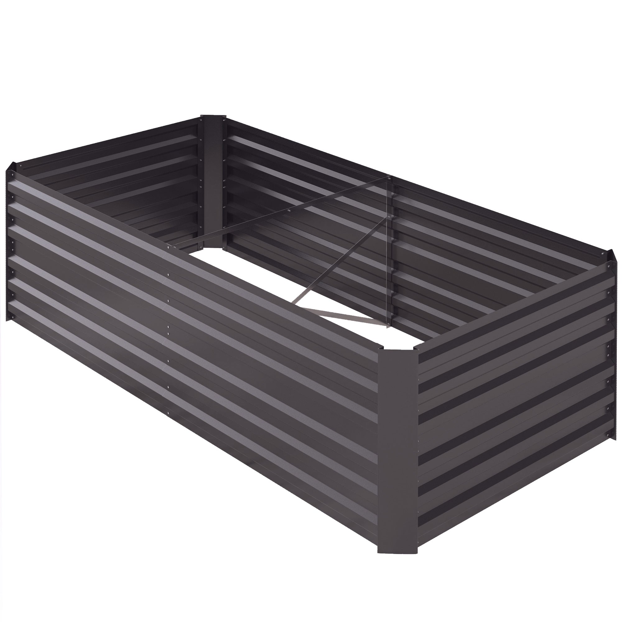 Outsunny Galvanised Raised Planter: Reinforced Steel Bed for Outdoor Gardening, Dark Grey, 180 x 90 x 59 cm