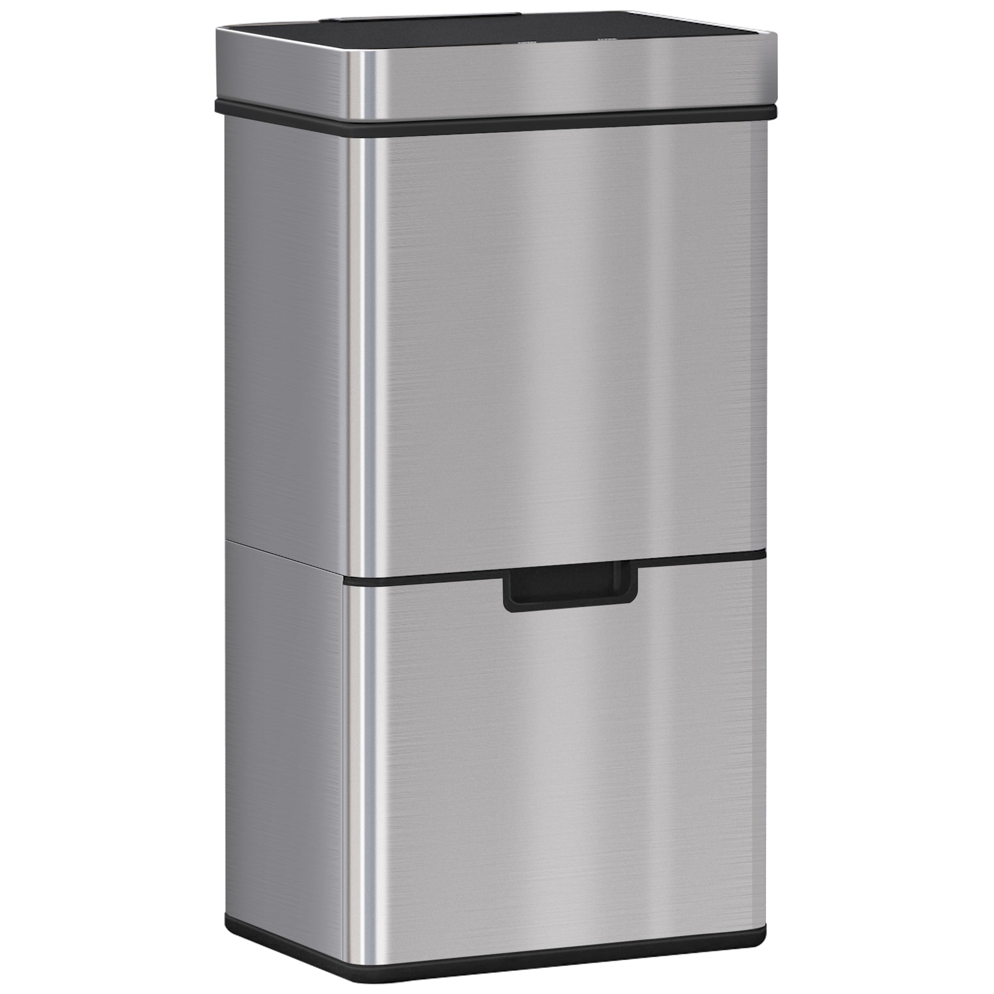 HOMCOM 72L Recycling Sensor Bin, Stainless Steel 3 Compartments for Both Wet or Dry Waste with Removable Lid Kitchen Home