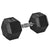 HOMCOM Heavy-Duty Rubber Hex Dumbbell, 20KG, Non-Slip Grip, Home Gym Fitness Weight, Black