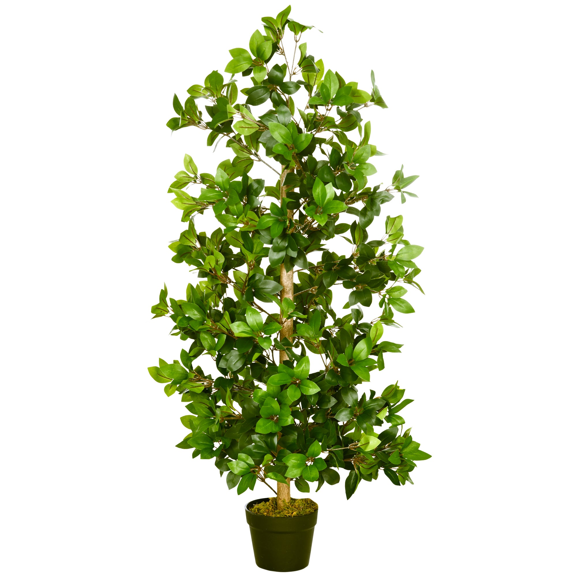 HOMCOM Artificial Plants Bay Leaf Laurel in Pot Fake Plants for Home Indoor Outdoor Decor, 16x16x120cm, Green